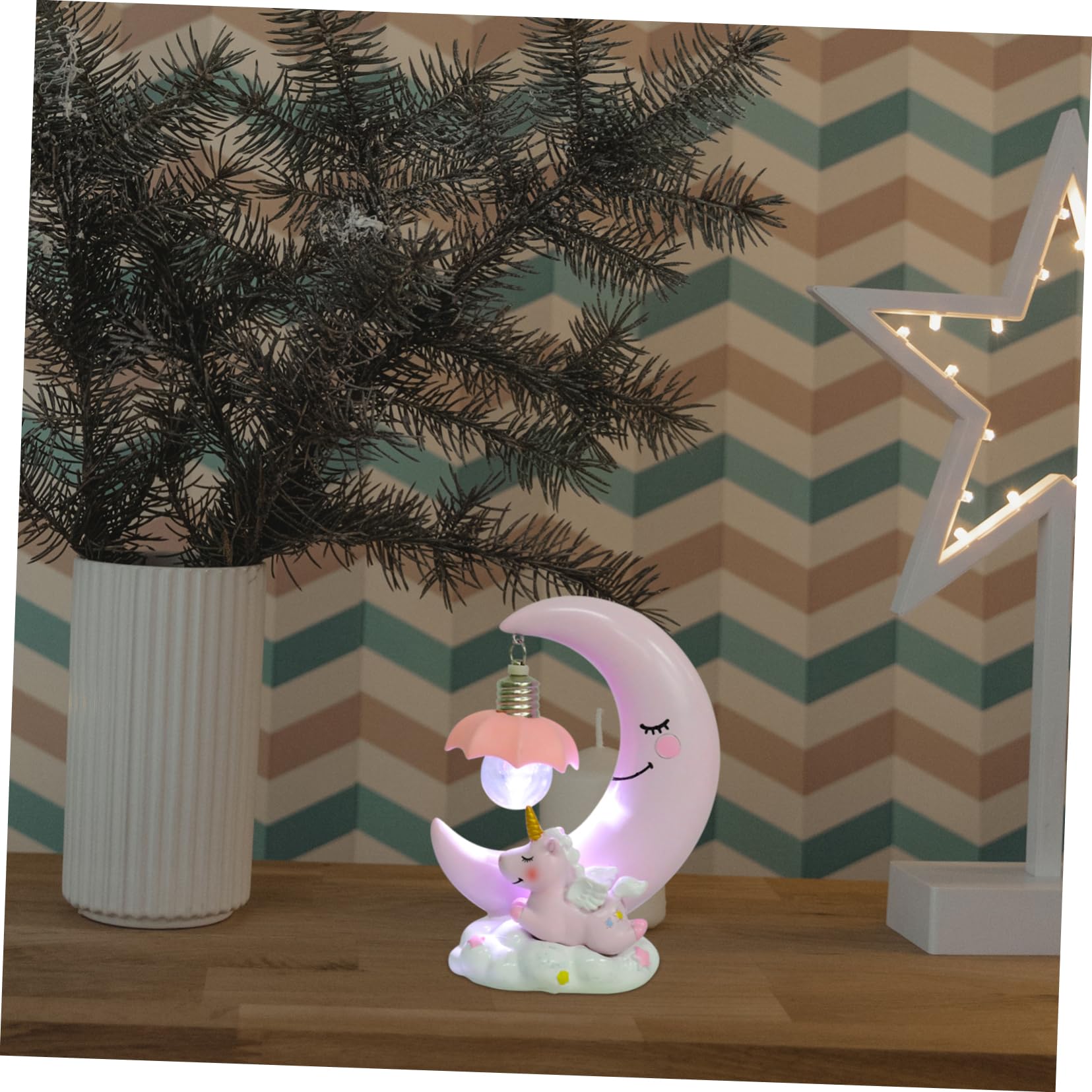 WOONEKY Lámpara De Noche De Resina Con Diseño De y Decoración Encantadora Para Mesita De Noche Liviana y Duradera Para Habitación Infantil y Regalo De Cumpleaños