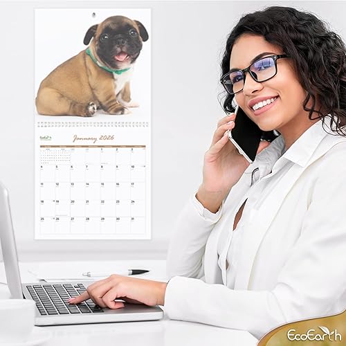 Miniatura 5 de EcoEarth - Biodegradable de 11 x 22 pulgadas - Abierto - Calendario de pared vertical colgante de 18 meses - Julio 2025 - Calendario mensual de