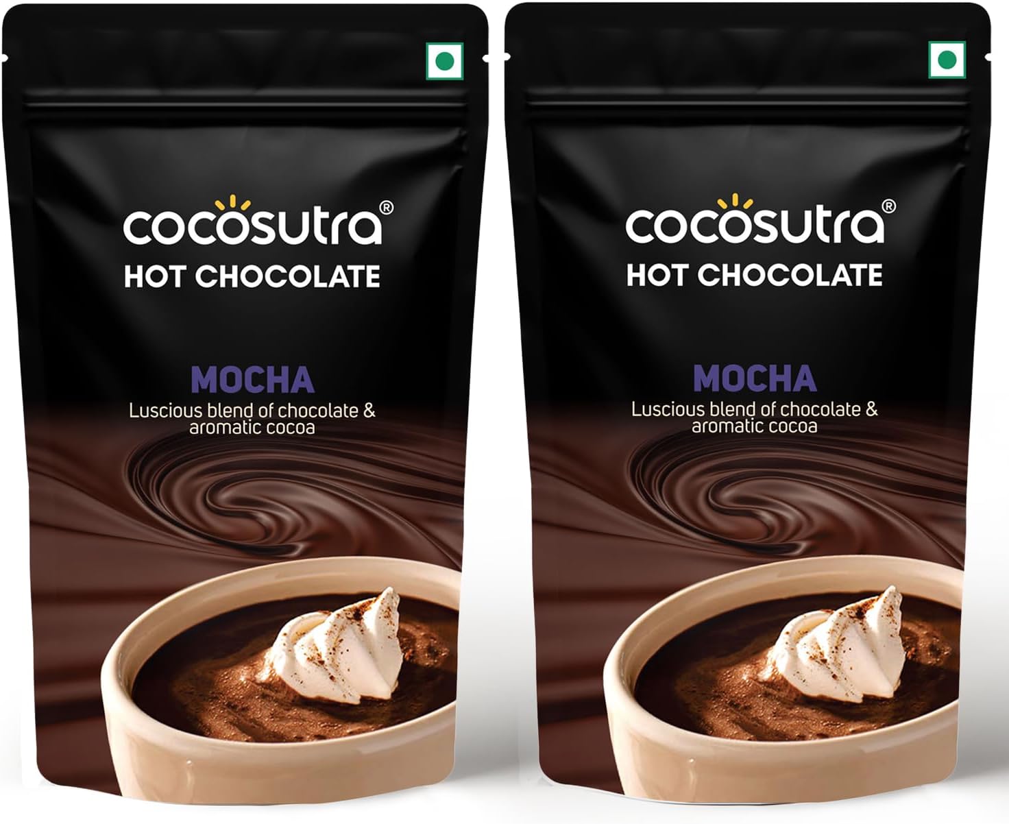 Mocha Hot Chocolate Mix | Enjoy hot or cold | Pack of 2 (Each 100 g) 200 g | Gourmet Drinking Chocolate Powder | No Preservatives | Ready in 2 Minutes | Serves 10 Cups