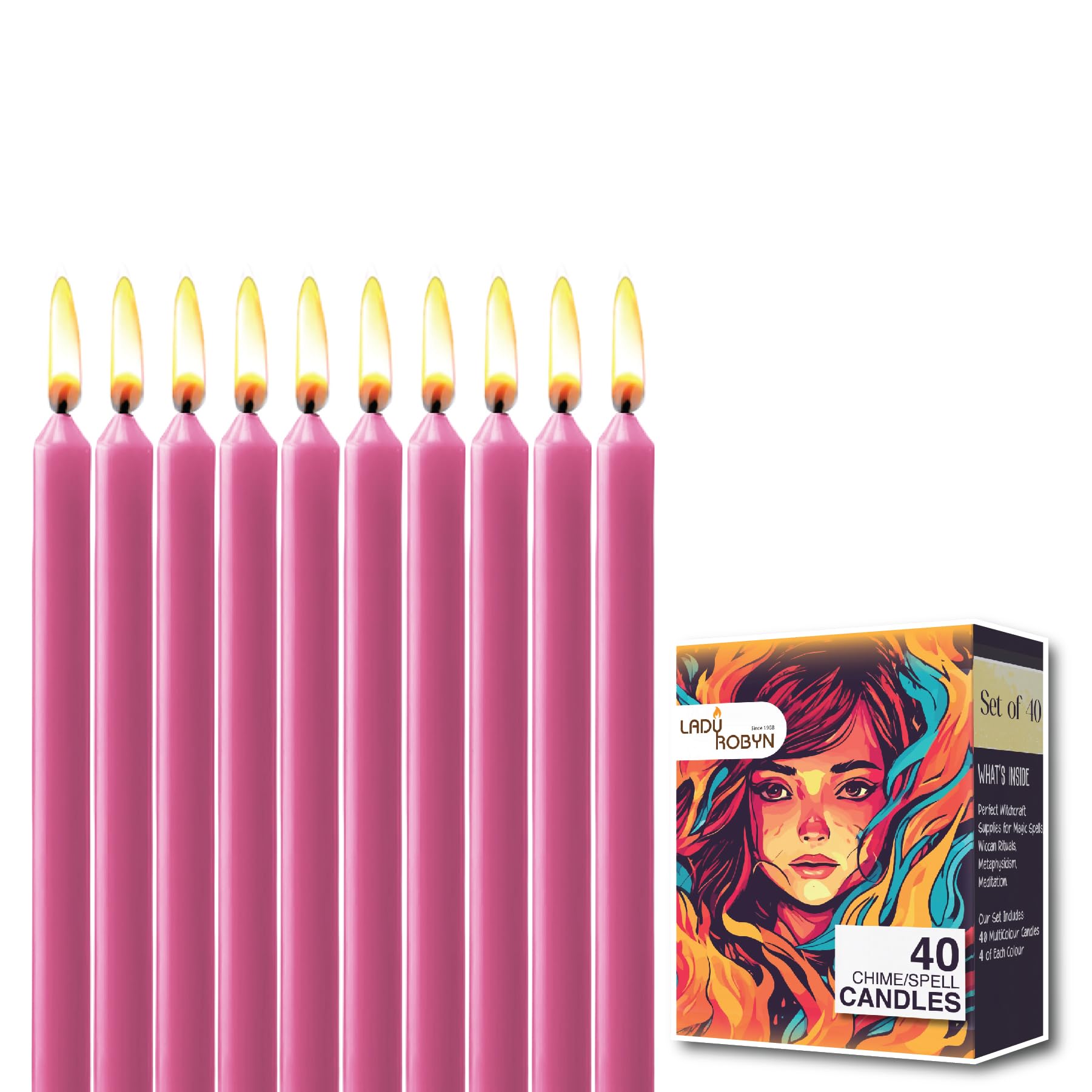 Magic Pink Candles | Remove Negativity | Ritual Candles, Healing Candles, Chime Candles, Chakra Candles | Unscented Wax Candles Spell Candles Ritual Spells - Set of 40