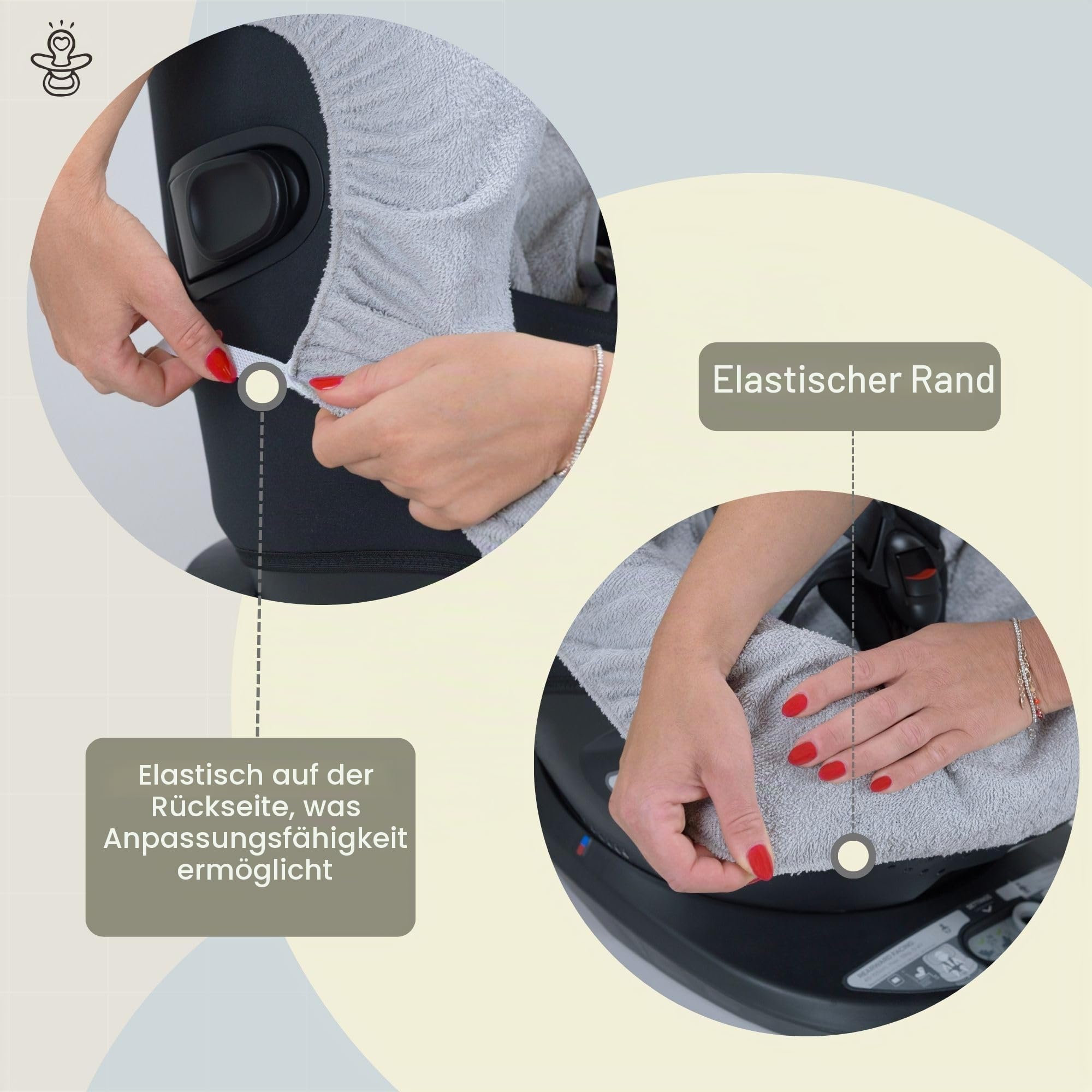 Babysanity® Weicher Universaler Autositzbezug 0/18 Aus Doppelter 100% Baumwollfrottee – Waschbarer Sitzbezug Mit Gurtöffnungen – Made in Italy- Beige