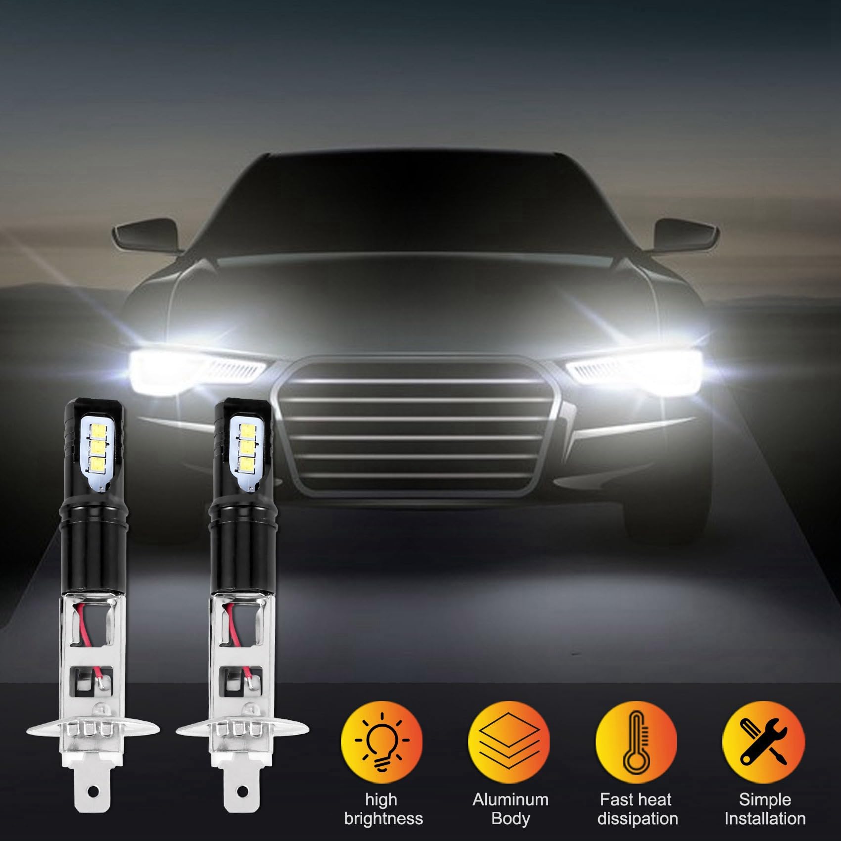 20X H1 6000K Super Bright Bianca 6000LM DRL LED Kit Lampadina per Abbaglianti