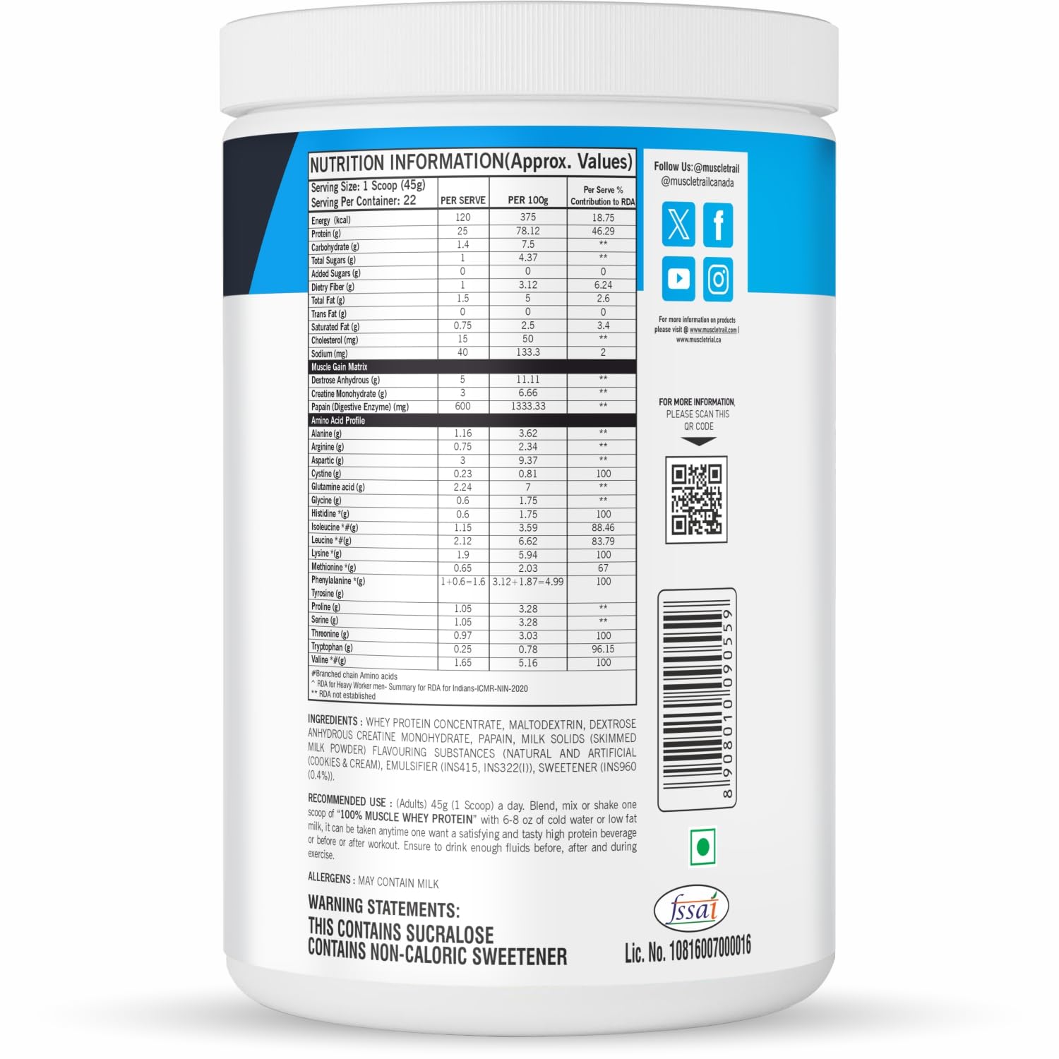 Muscle Trail 100% Whey Protein Powder | Protein for Muscle Gain | 25g Protein, 3g Creatine, 8.6g Muscle Gain Matrix | With Digestive Enzymes | For Athletes & Fitness Enthusiasts 2KG (Chocolate) — Amazon image 3