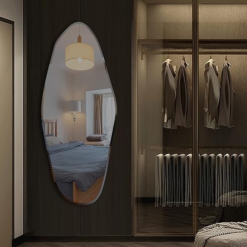 Miniatura 8 de Espejo de pared irregular asimétrico de 19.6 x 47 pulgadas para sala de estar, baño, entrada, espejo de tocador con forma para pared, tipo berenjena