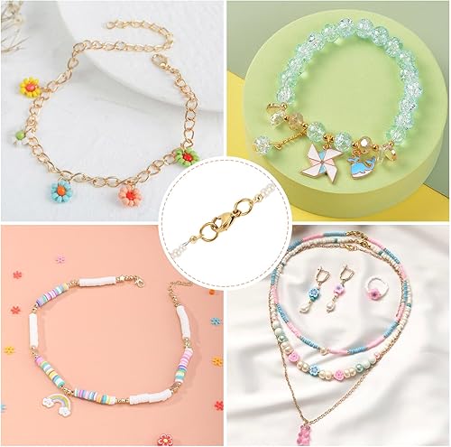 Miniatura 3 de 990 piezas de accesorios de fabricación de joyas doradas, 90 cierres de pinza de langosta, 300 anillos de salto, 200 extremos plegables, 300 puntas