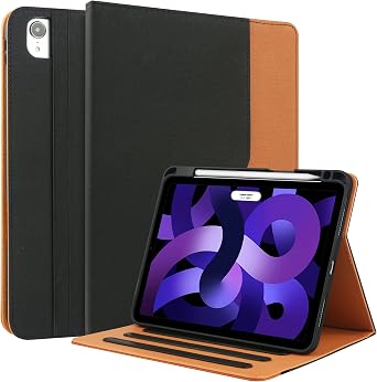 for iPad Pro 11 Inch Case 2022/2021/2020/2018, for iPad 11 Pro Case 4th/3rd/2nd/1st Generation w/Pencil Holder, Folio Stand Protective Cover, Auto Sleep/Wake, Multiple Viewing Angles, Black/Brown