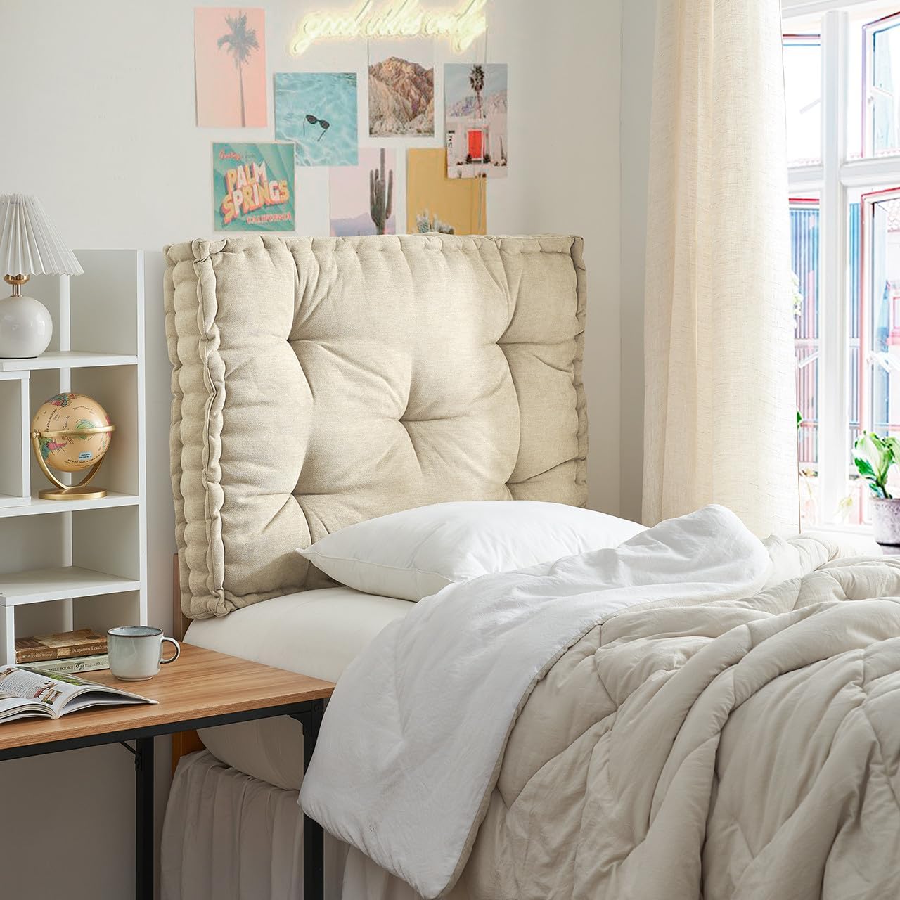 DormCo Rainha - Classic Tufted College Headboard - Almond Taupe