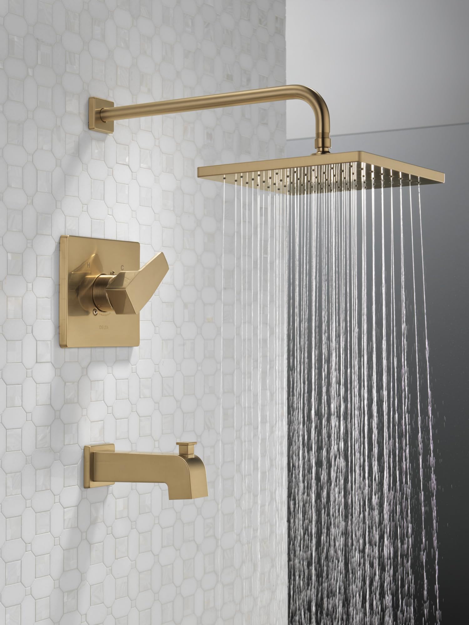 Delta Faucet Modern Raincan Square Single-Function Tub and Shower