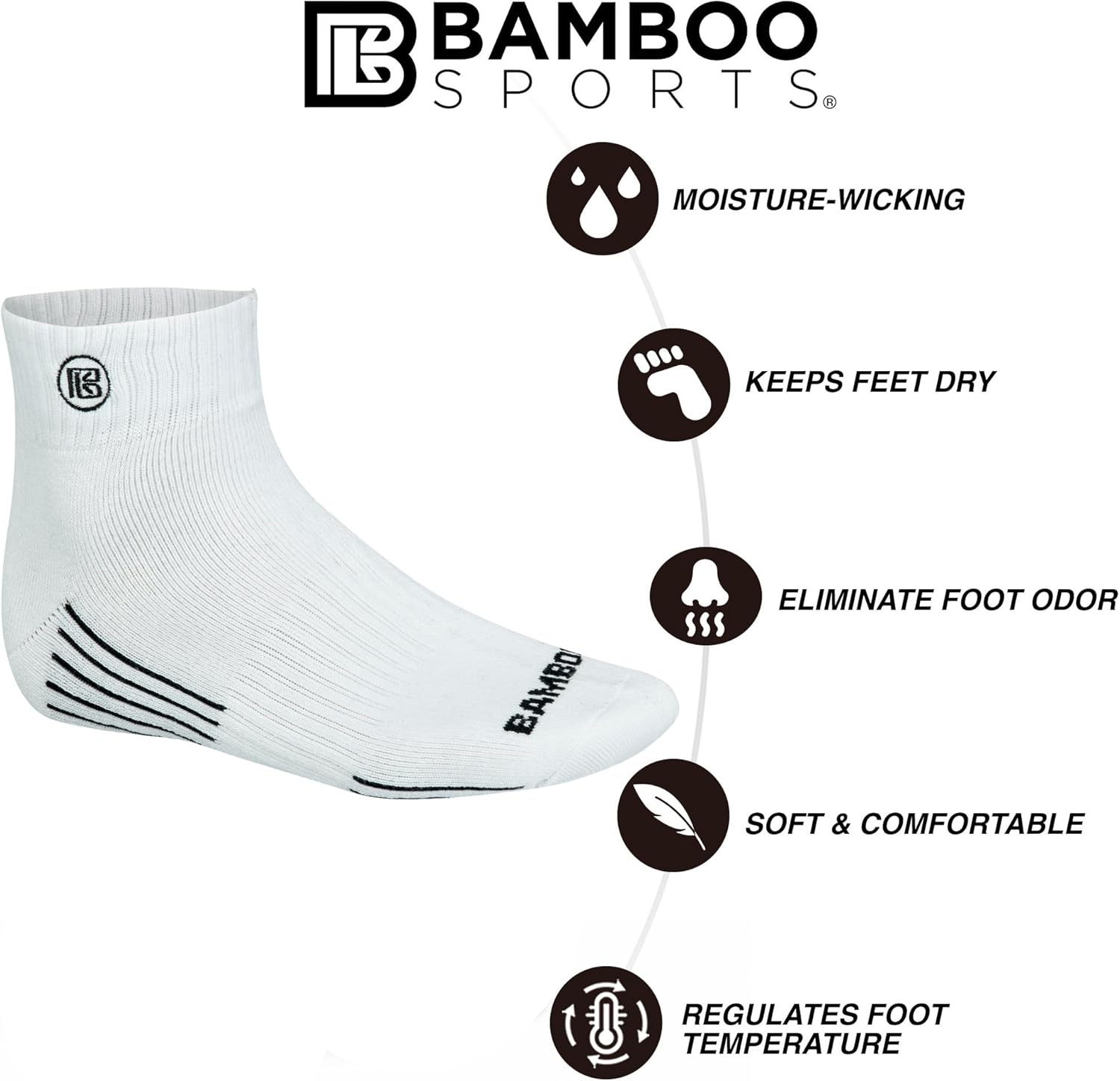 Premium Bamboo Rayon Quarter Crew Socks for Men Moisture Wicking Odor Control Cushioned Sole Breathable Work Socks - Image 2