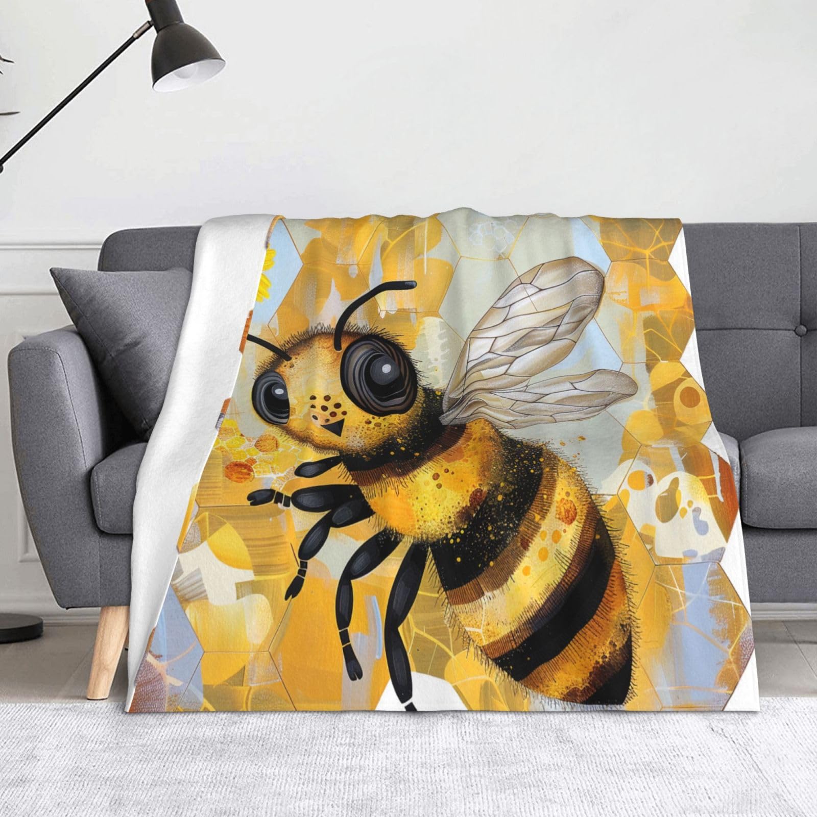 Couverture flanelle abeille miel petite couverture chaude contre le froid du bureau