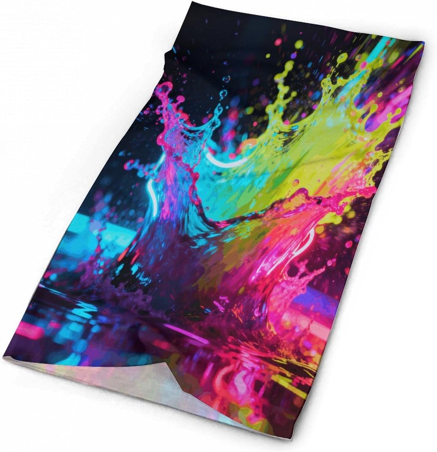Neon Splash Bandana Soft Neck Breathable Headband Uv Protection Neck Gaiter Reversible Scarf Gaiter Double-Sided Head Scarf Multipurpose Headwear For Outdoor Running Hiking