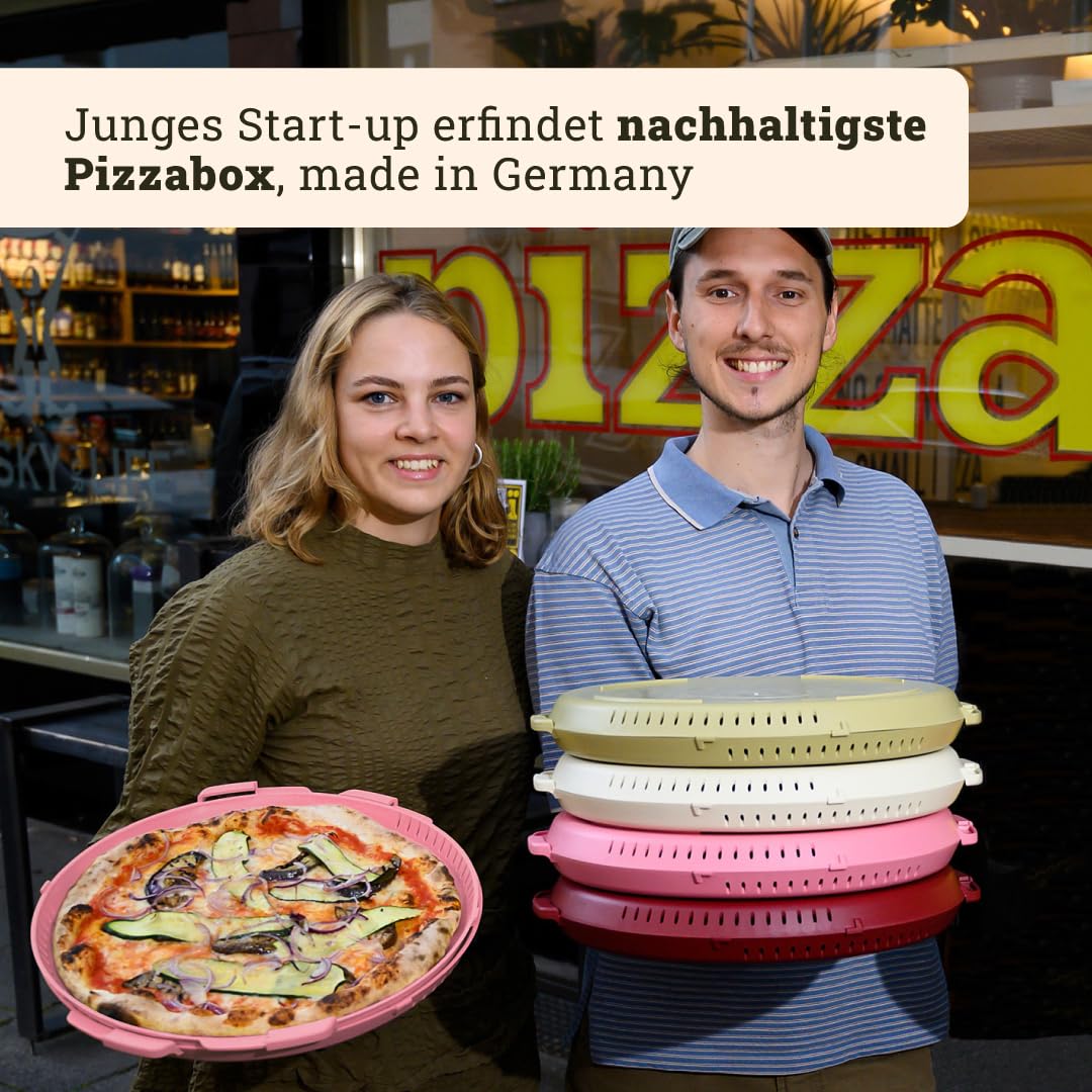 Mehrweg Pizzabox Original | Wiederverwendbare Pizza-Aufbewahrungsbox mit Deckel, stapelbar & nachhaltig - für Pizza bis 33 cm (Dough)