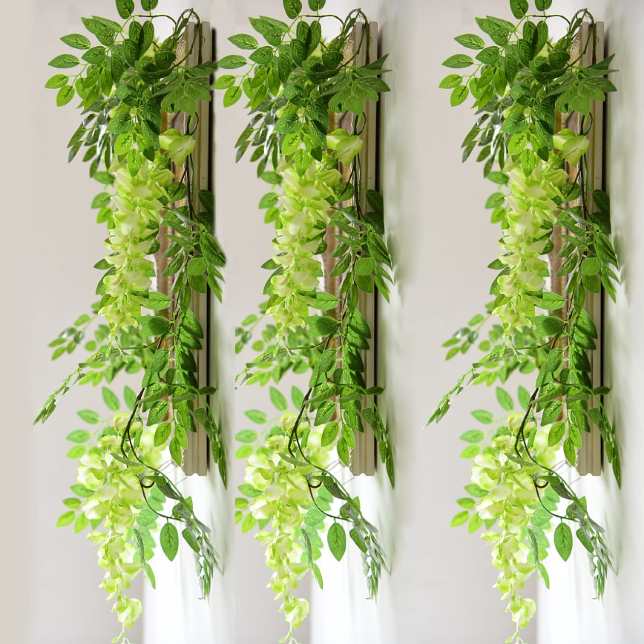 Amazon｜HGJH 藤の花 壁掛け フラワー 人工観葉植物 F*2 緑の葉 ローズ