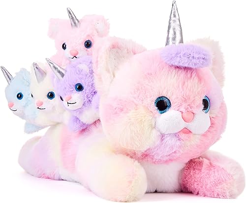 EARTHSOUND Juguete de peluche para mamá y bebé de 16 pulgadas lindo juguete suave para mamá con pequeños bebés regalo familiar para niños niñas