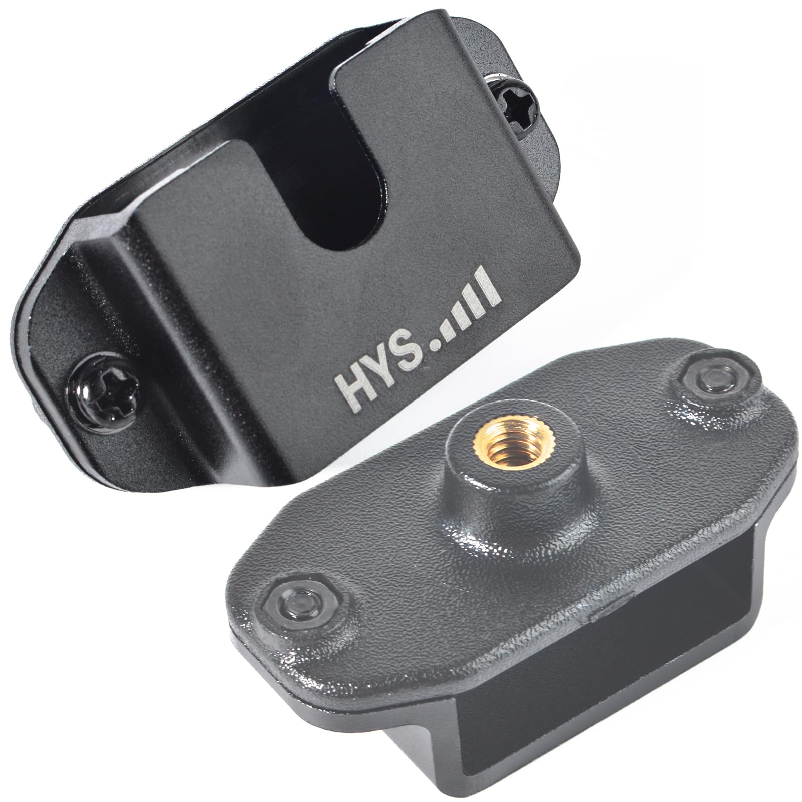HYS Dual-Purpose Handheld CB Radio/Remote Speaker Mic Hanger, HT W/Belt Clip or Round Knob Holder Mount with Standard 1/4