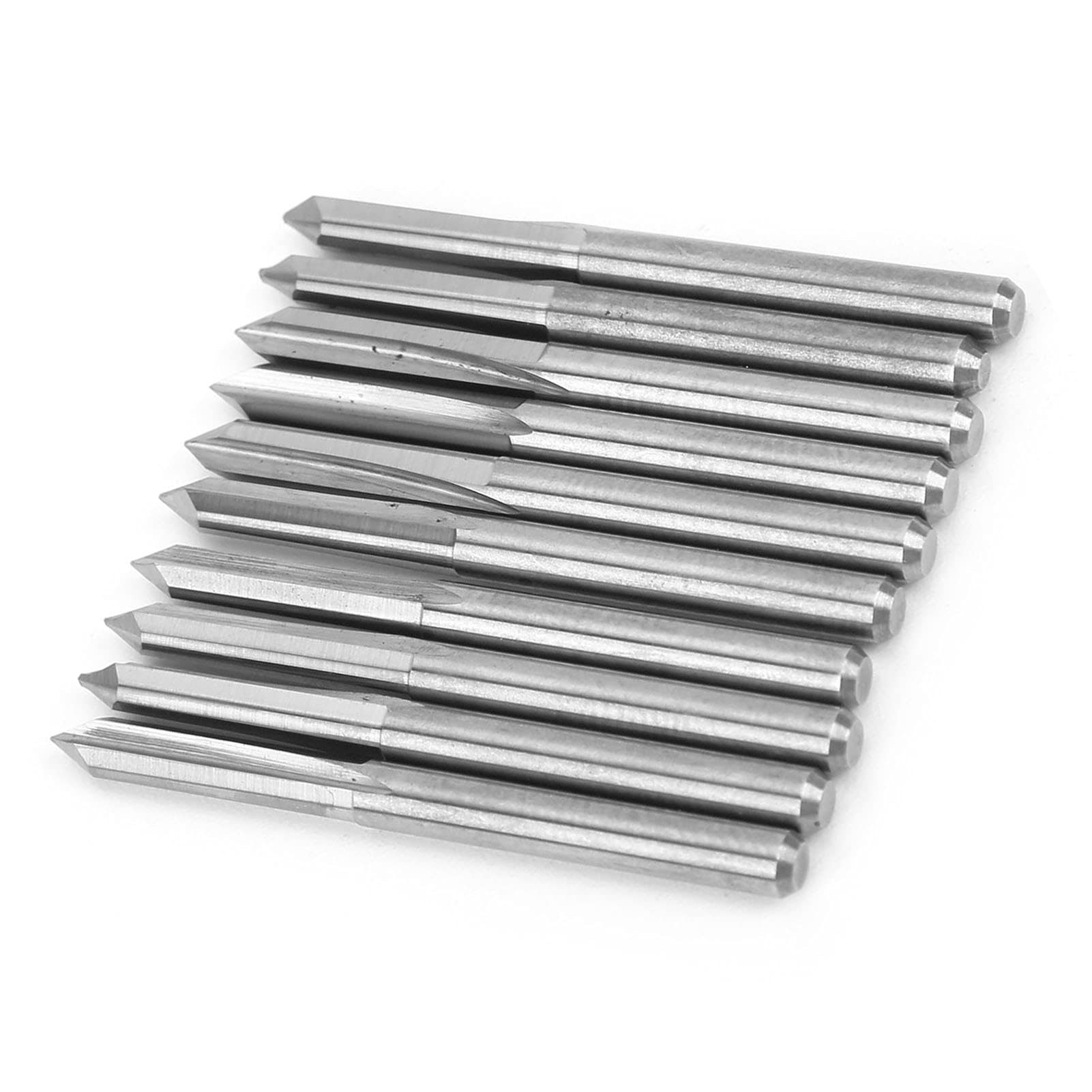 Frezy ze stali wolframowej 10 szt. 3,175 mm CNC Zestaw frezów do rzeźbienia w drewnie i grawerowaniu Wysoka precyzja Trwały do ​​profesjonalnej obróbki drewna Obróbka metali (60*0,3)