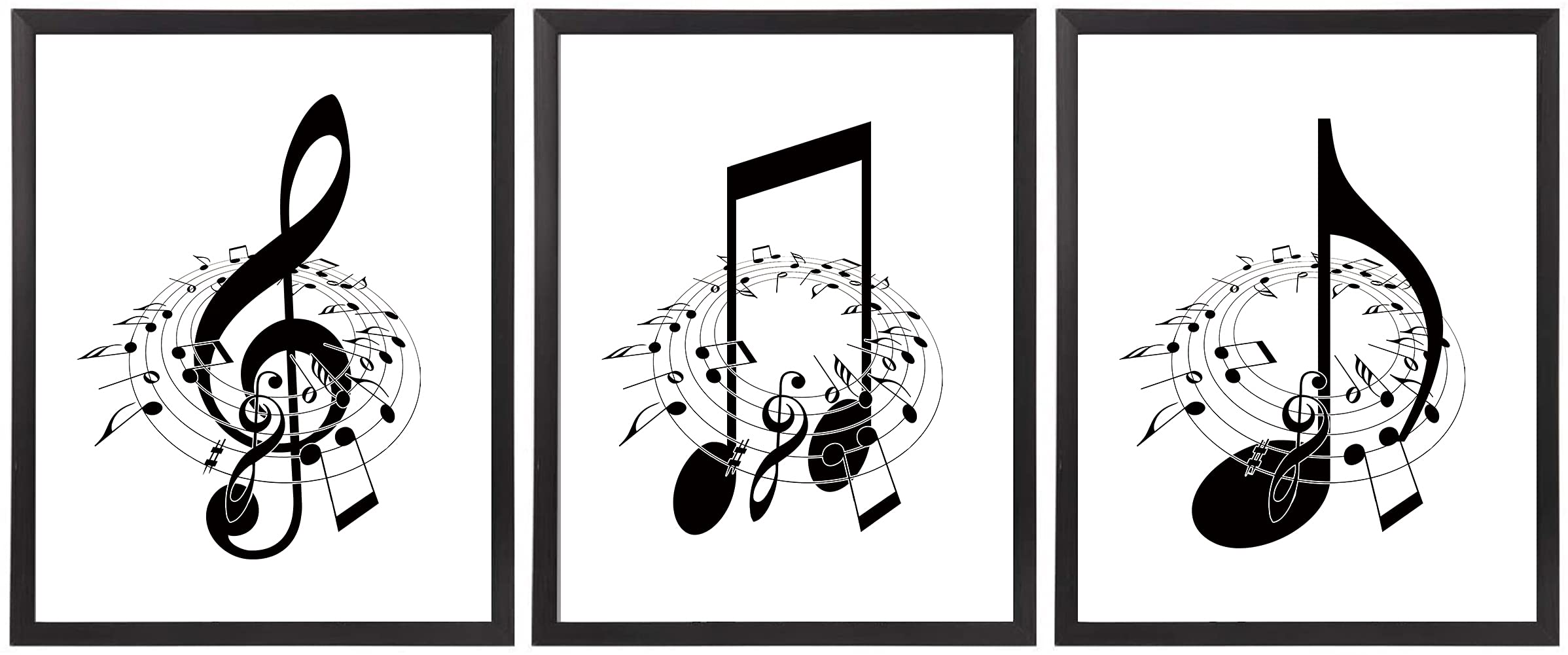 Amazon.com: Set of 3 Framed Music Art Print Canvas,Music Notes Wall  Decor,Black and White Music Poster for Classroom or Music Room Wall Art  Decor,Ready To Hang(8x10inch): Posters & Prints