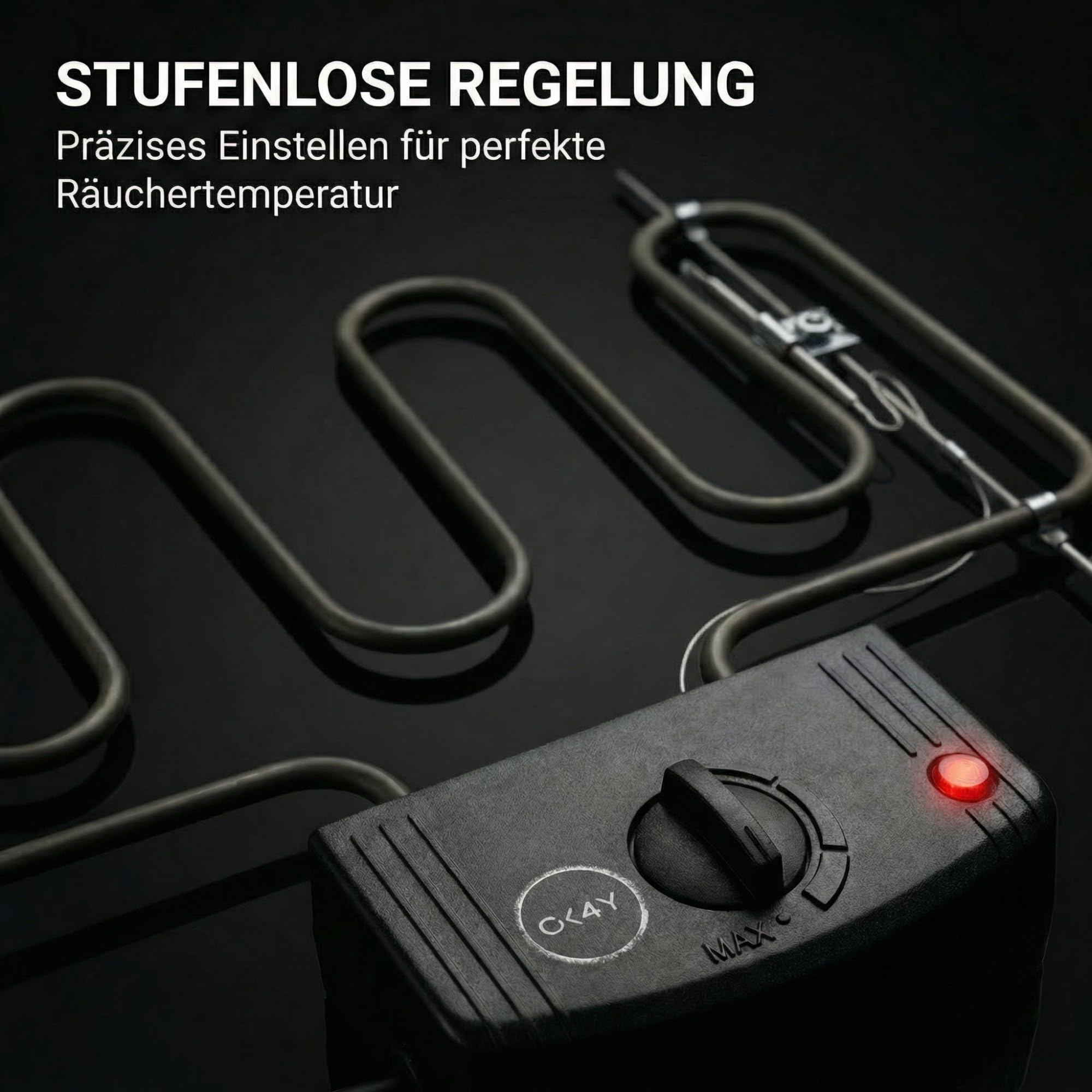Räucherofen Elektroheizung 2000 W mit Thermostat – Heizspirale zur präzisen Temperaturregelung für Räucherschrank & Smoker, universelle Heizschlange kompatibel mit vielen Herstellern