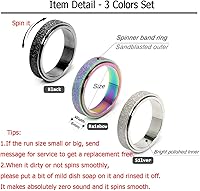 Vista 29 de Titanium Stainless Steel Anxiety Ring for Women Men Fidget Spinner Ring, Size 6-12, Width 6MM, 5-Color: Rose Gold-Rainbow-Silver-Black-Blue