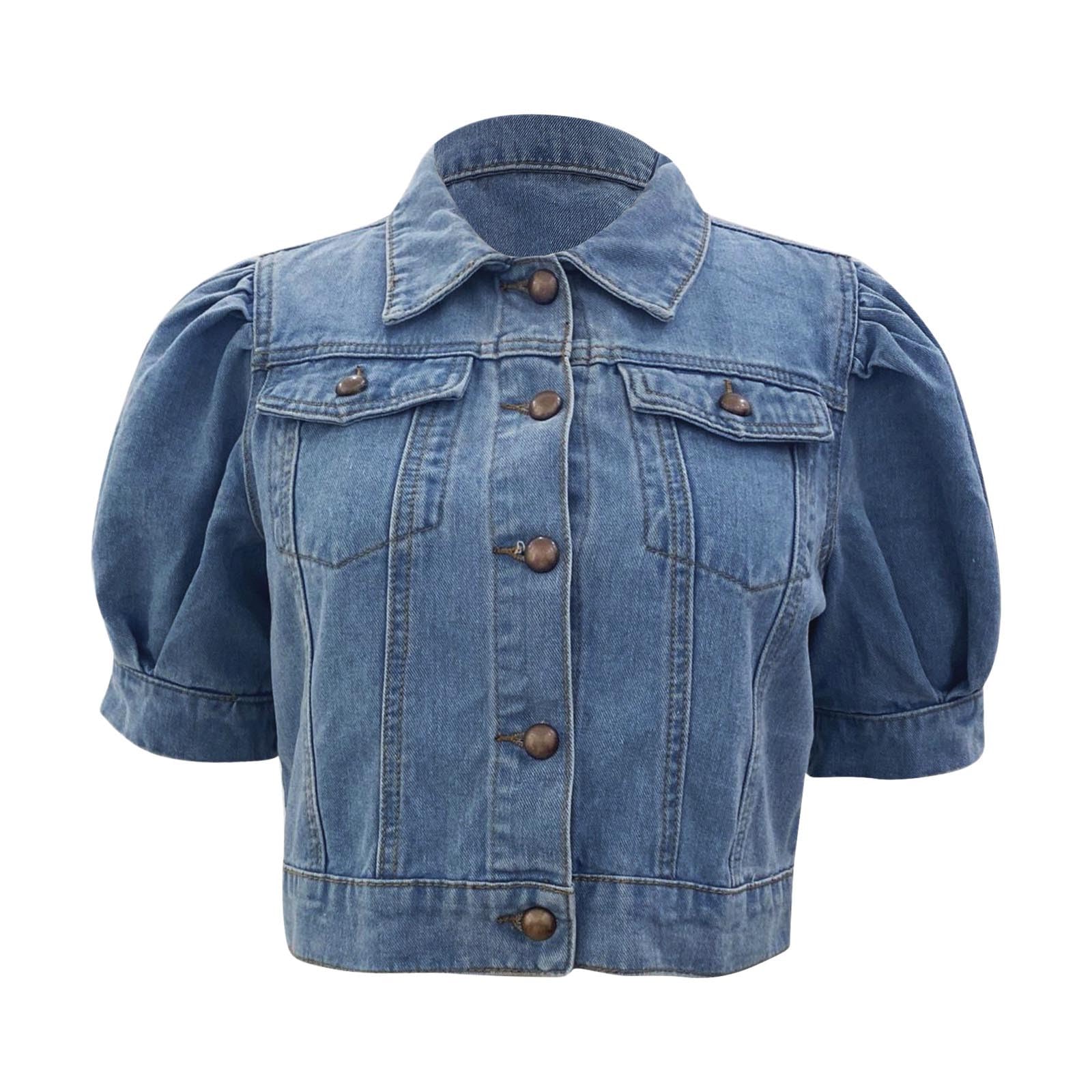 Chaqueta Vaquera Mujer Corta, Cazadora Vaquera Mujer Chaqueta Vaquera Occidental Elástica Holgada De Manga Larga con Botones Y Bolsillos Chaqueta De Entretiempo Chaqueta Mujer Chaqueta Universitaria