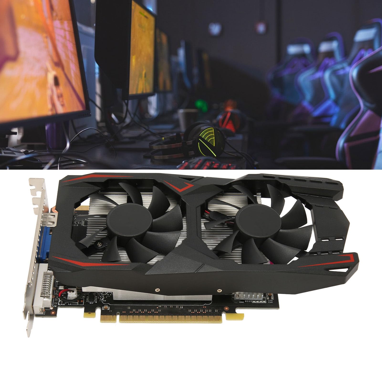 Karta Graficzna 1050Ti, Karta Graficzna do Gier 2G GDDR5 128bit 928 MHz PCI E 2.0, Karta Graficzna HDR z Wentylatorami Chłodzącymi, Obsługa DirectX11, DVI VGA, do Biura i