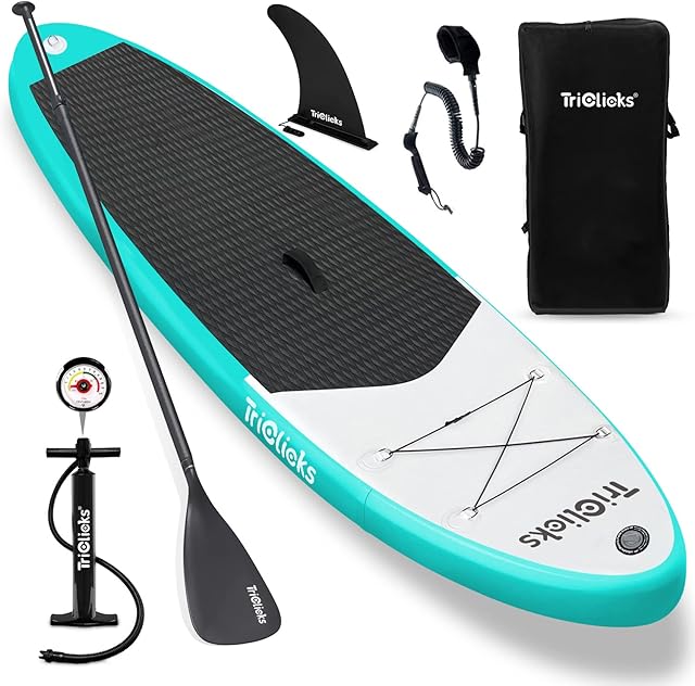 SUP, Inflatable Stand Up Paddle Board, 10ft Surfboard Complete Kit with Adjustable Paddle Hand Pump Fin Leash Backpack