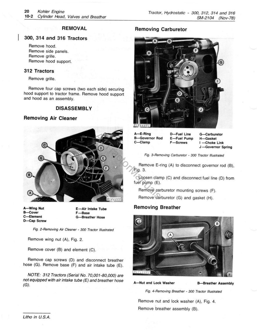Removing Carburetor, Air Cleaner, and Breather