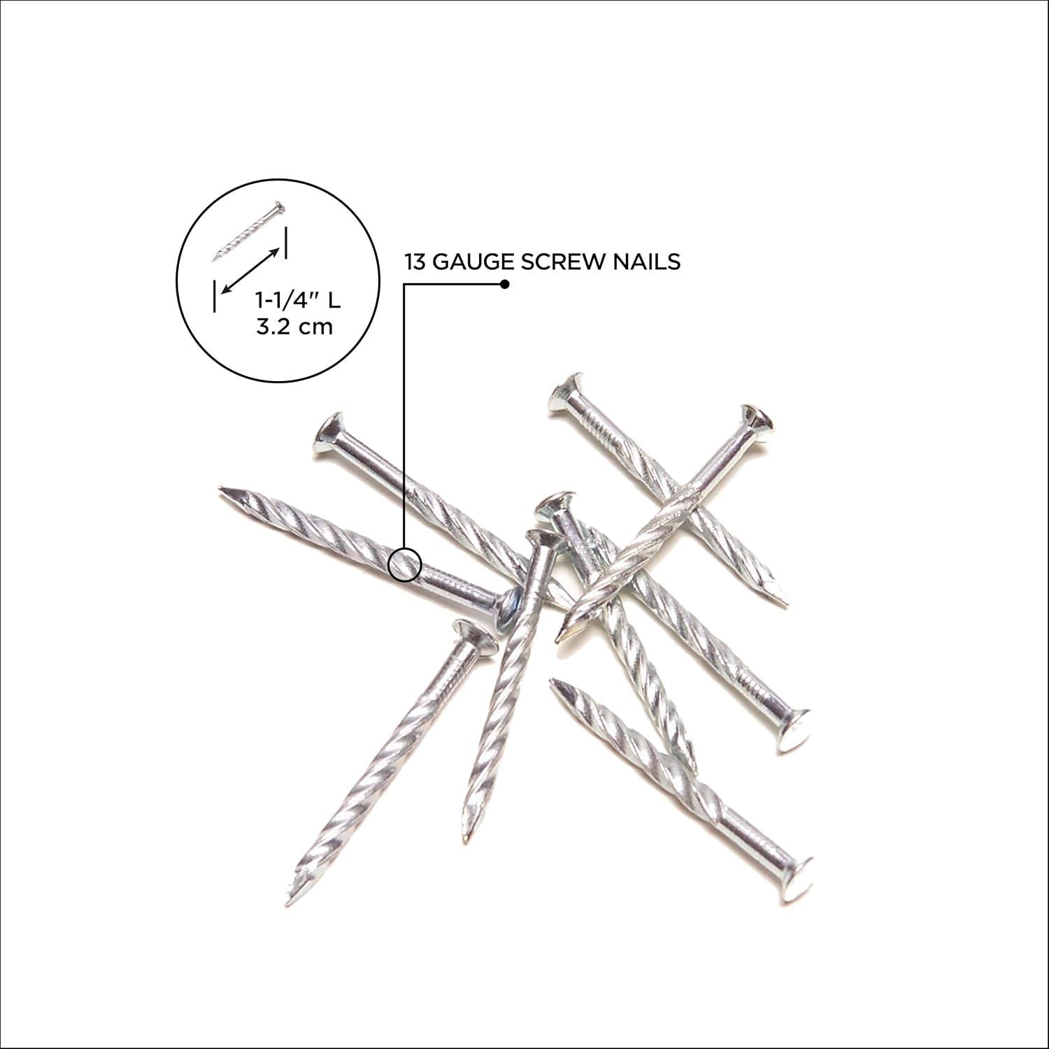M-D Building Products 95621 1-1/4 in. Silver Floor Metal Screw Nails (1Lb) (3 Packs)