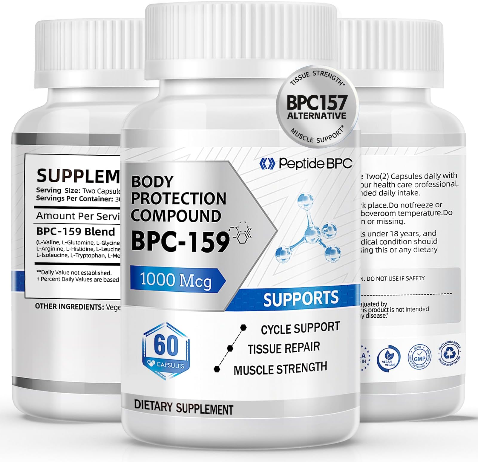 BPC-159 Alternative - High Potency BPC-159 for Muscle & Workout Recovery - Research Proven Quality - 60 Capsules, 1000 mcg