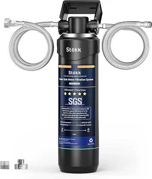 Stokk UC50 Under Sink Water Filter, Reduces Lead, Chlorine, Bad Taste & Odor, 26000 Gallons Under Counter Water Filter Systems Direct Connect to Kitchen Faucet, NSF/ANSI 372& 42& 53