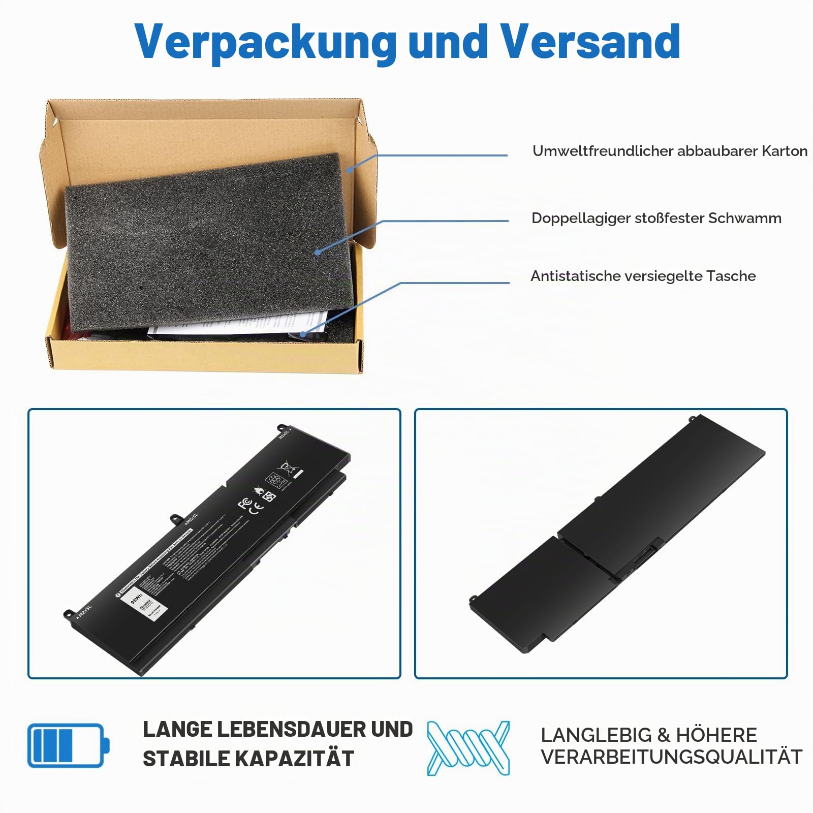 ASUNCELL 11.4V/95Wh PKWVM Laptop Akku für Dell Precision 7550 7560 7750 7760 Mobile Workstation Series, Dell P44E P93F P44E001 P44E002 P93F001 P93F002 Series, PKWVM C903V CR72X 68ND3