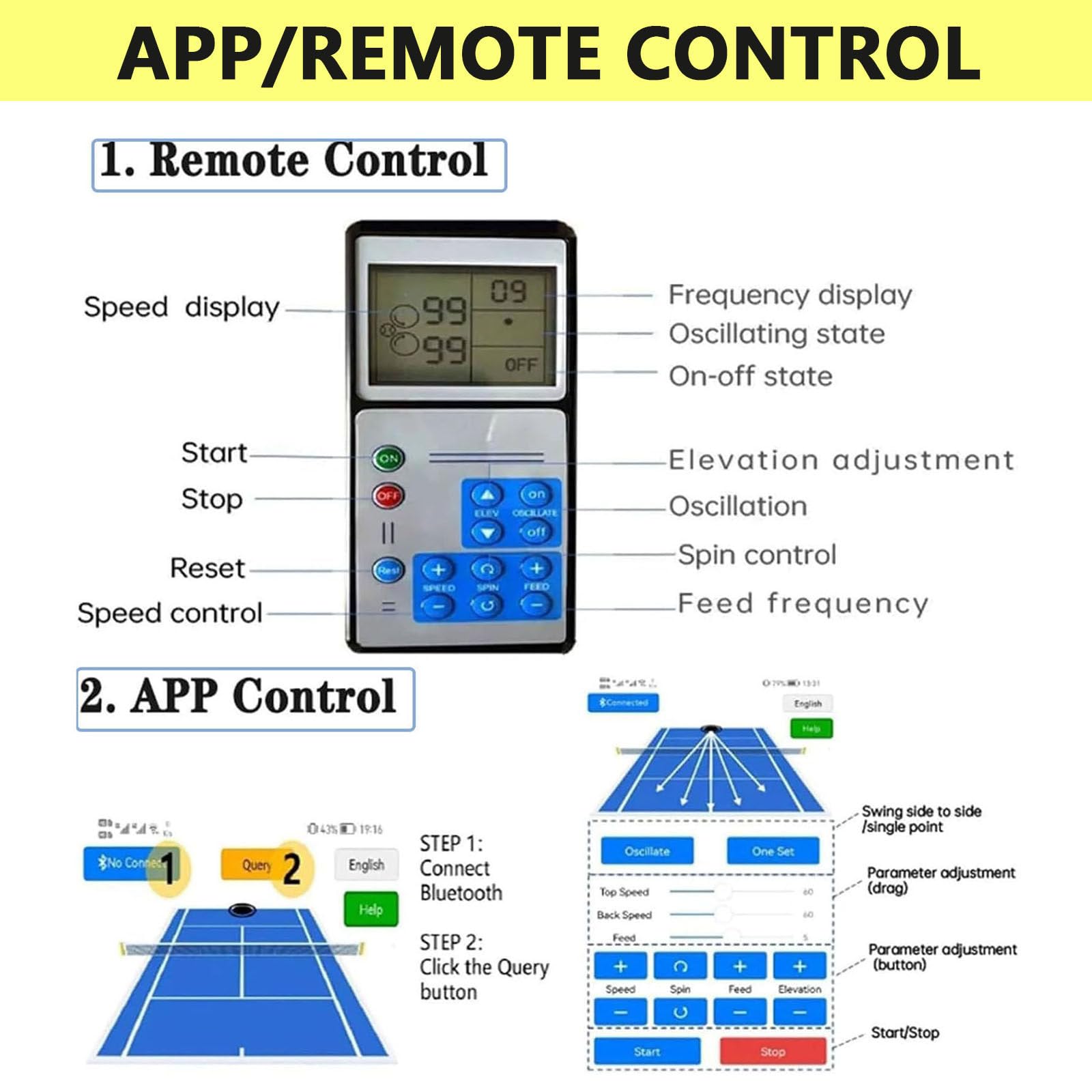 Macchina per palline da tennis, lanciatore/lanciatore automatico portatile per giocatori di tutti i livelli di allenamento e pratica, trapani pre-programmati e personalizzati, completa di app