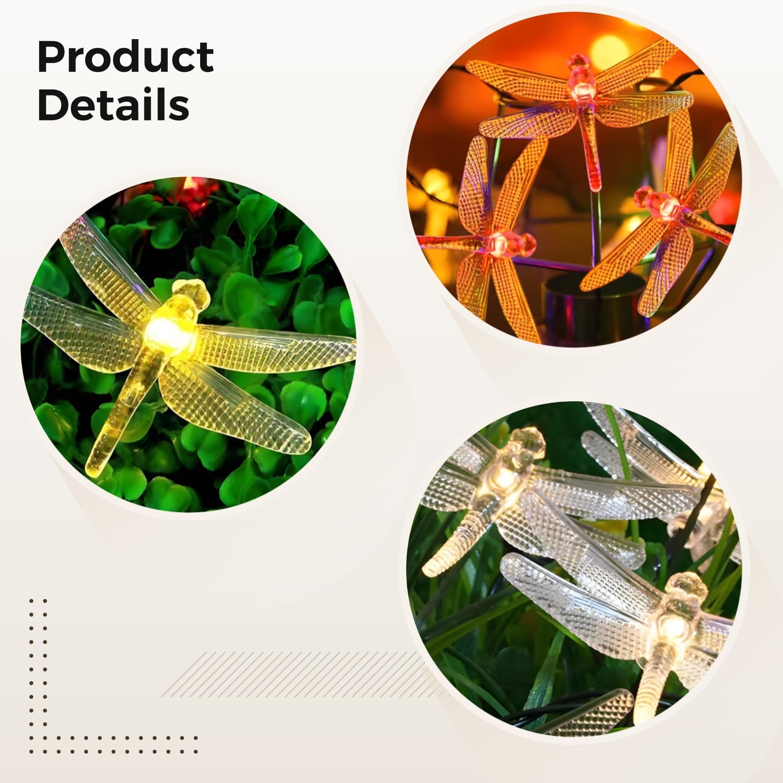 Dragonfly łańcuch świetlny LED, 80 diod LED, zewnętrzne dekoracje tarasowe, zasilane przez USB, odporne na warunki atmosferyczne, certyfikat CE i FCC