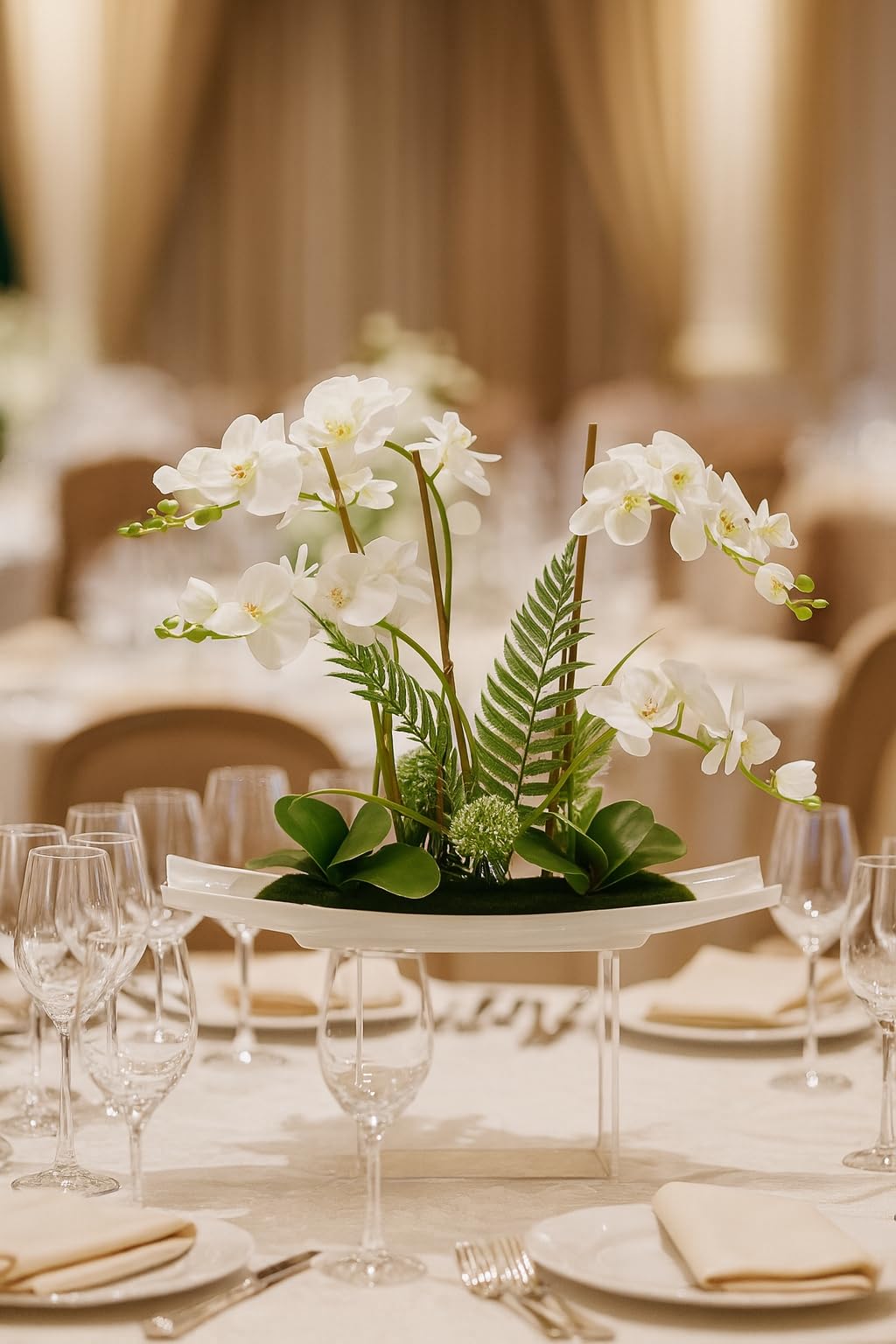 Kunstblume Schmetterling Orchidee 50cm mit Blätter und Luftwurzeln in Schale aus Keramik Künstliche Blume Kunstorchidee Phalaenopsis Kunstpflanze Hochzeit Deko Seidenblume Real Touch Blüte