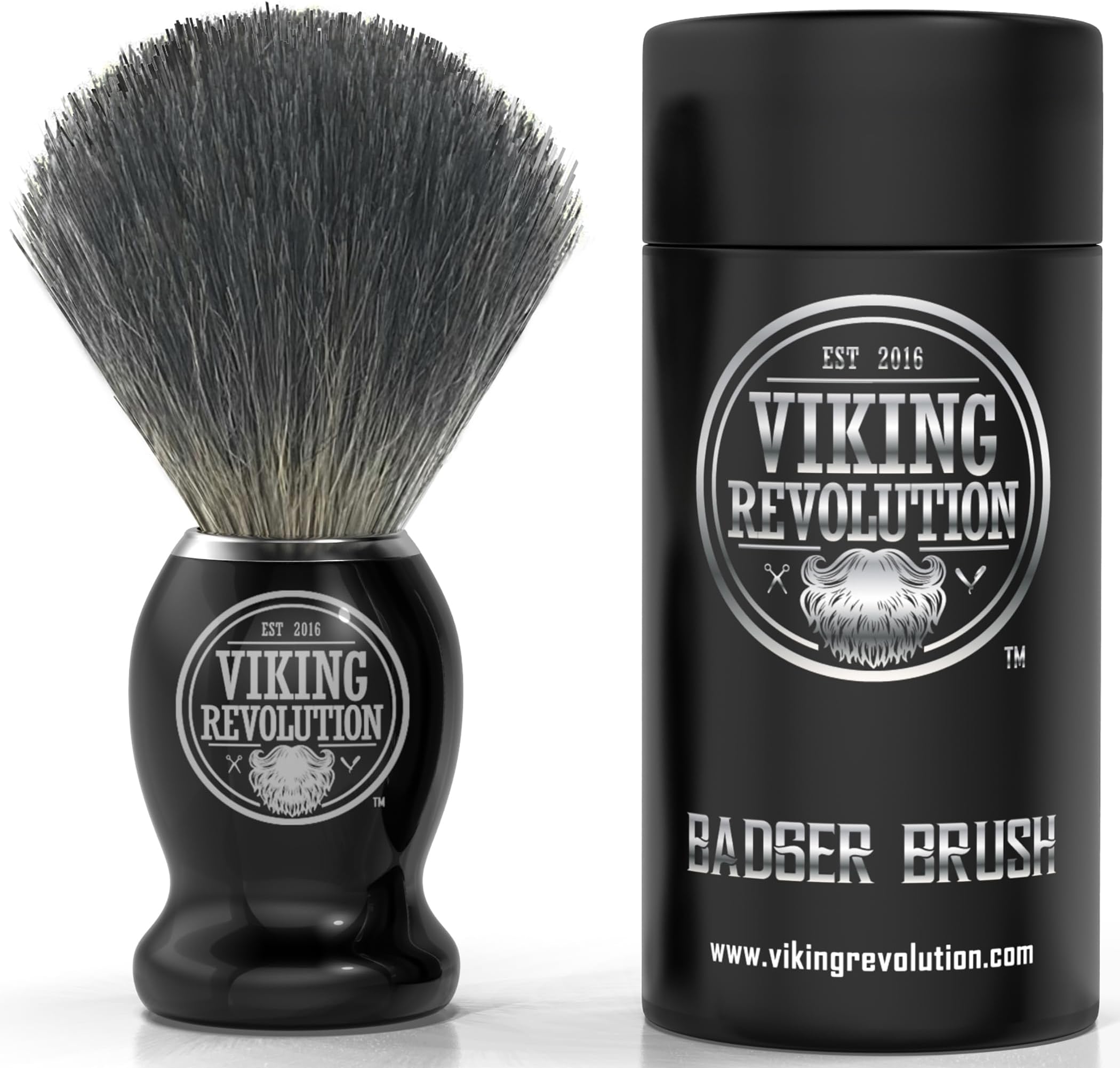 Viking Revolution Badger Hair Shaving Brush- Shave Brush for Wet Shave Using Shaving Cream & Soap- Best Shave of Your Life for Safety Razor, Double Edge Razor, Straight Razor or Shaving Razor
