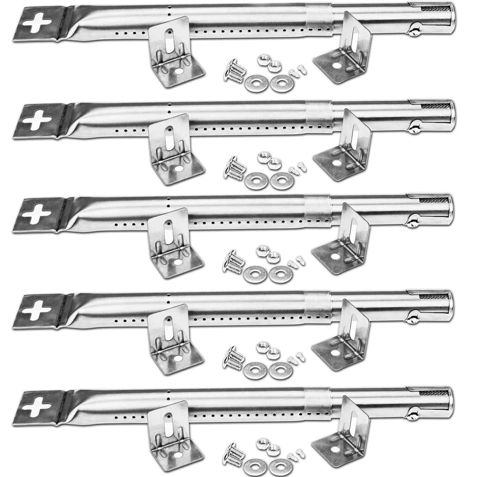 30.5 to 44.5CM Adjustable Burner for Charbroil, Outback, CosmoGrill, Blooma Ultar, Berkley, Uniflame, Napoleon, Universal Grill Burner Tube spare parts for most BBQ Gas Grills, 5 Pack