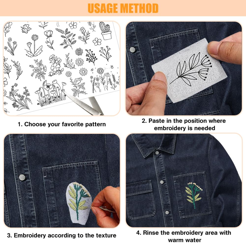 HEALLILY 16 Fogli Stabilizzatore Solubile In Acqua Per Ricamo - Carta Da Transfer Per Tessuti, T-Shirt E Scarpe DIY