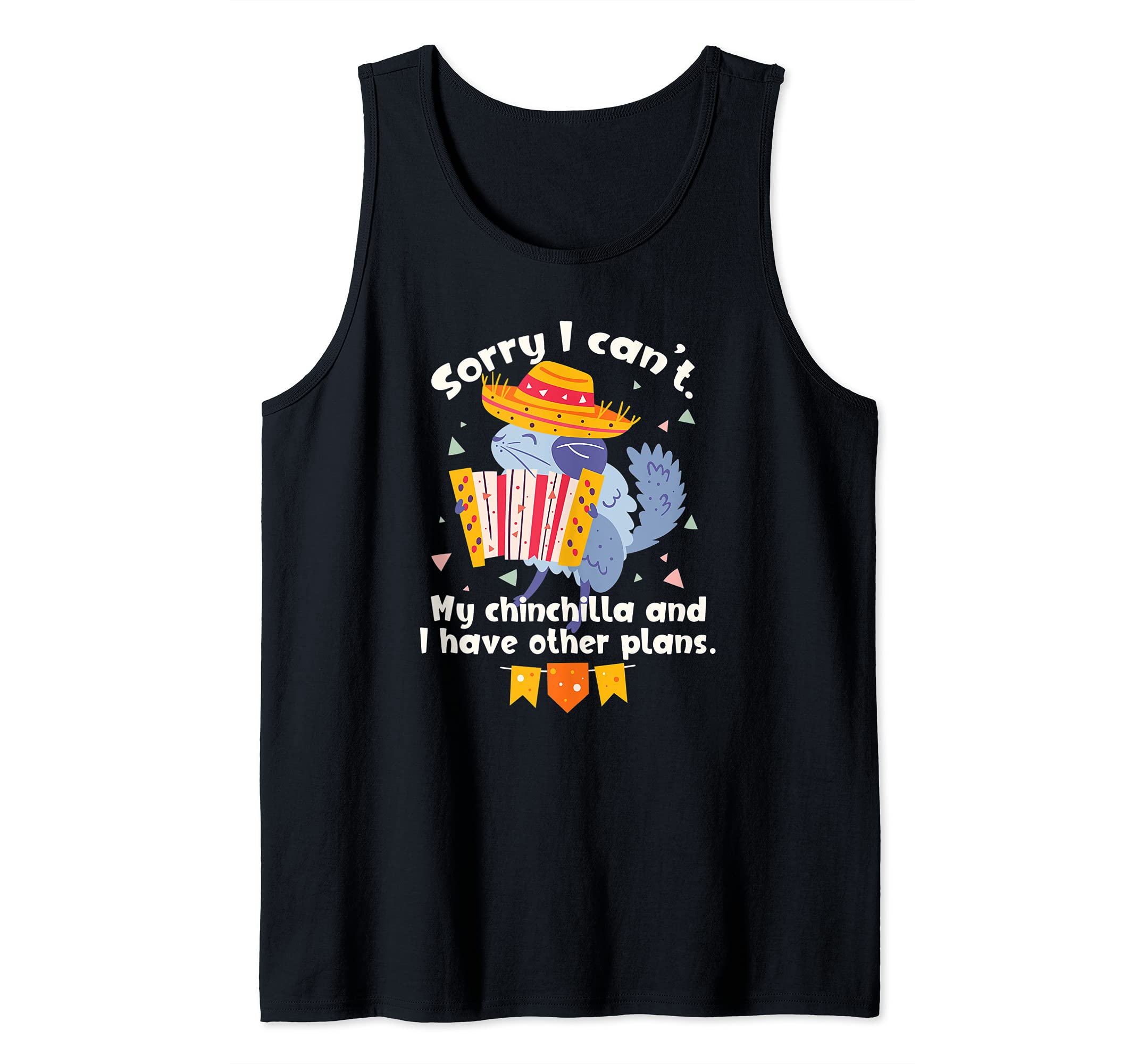 Funny Cute Pet Chinchilla Animal Playing Music Tank Top, Black