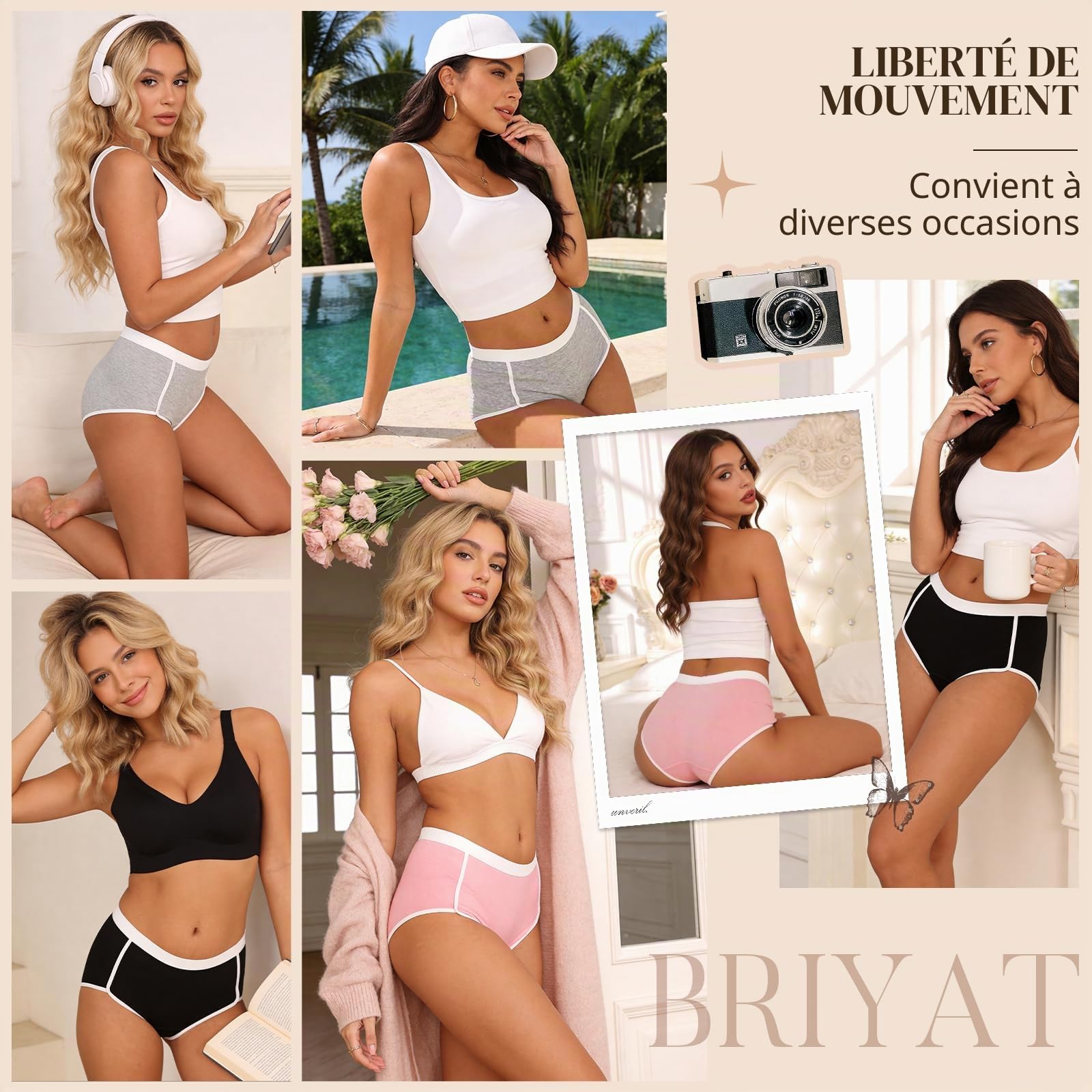 Culotte Femme Taille Haute Boxer Coton Shorty Culottes Coton pour Femme Respirant Stretch Slip sous-Vêtements Lot De 4