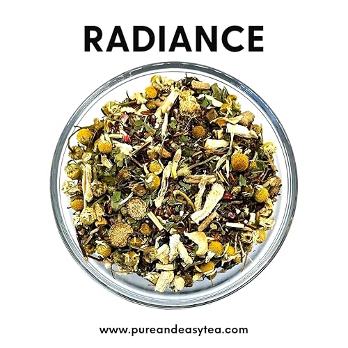 Miniatura 2 de Té puro y fácil, resplandor, apoya la tez saludable y la piel juvenil, 100% natural, infusión de hierbas, sin cafeína, mezcla de hojas sueltas, 3.5