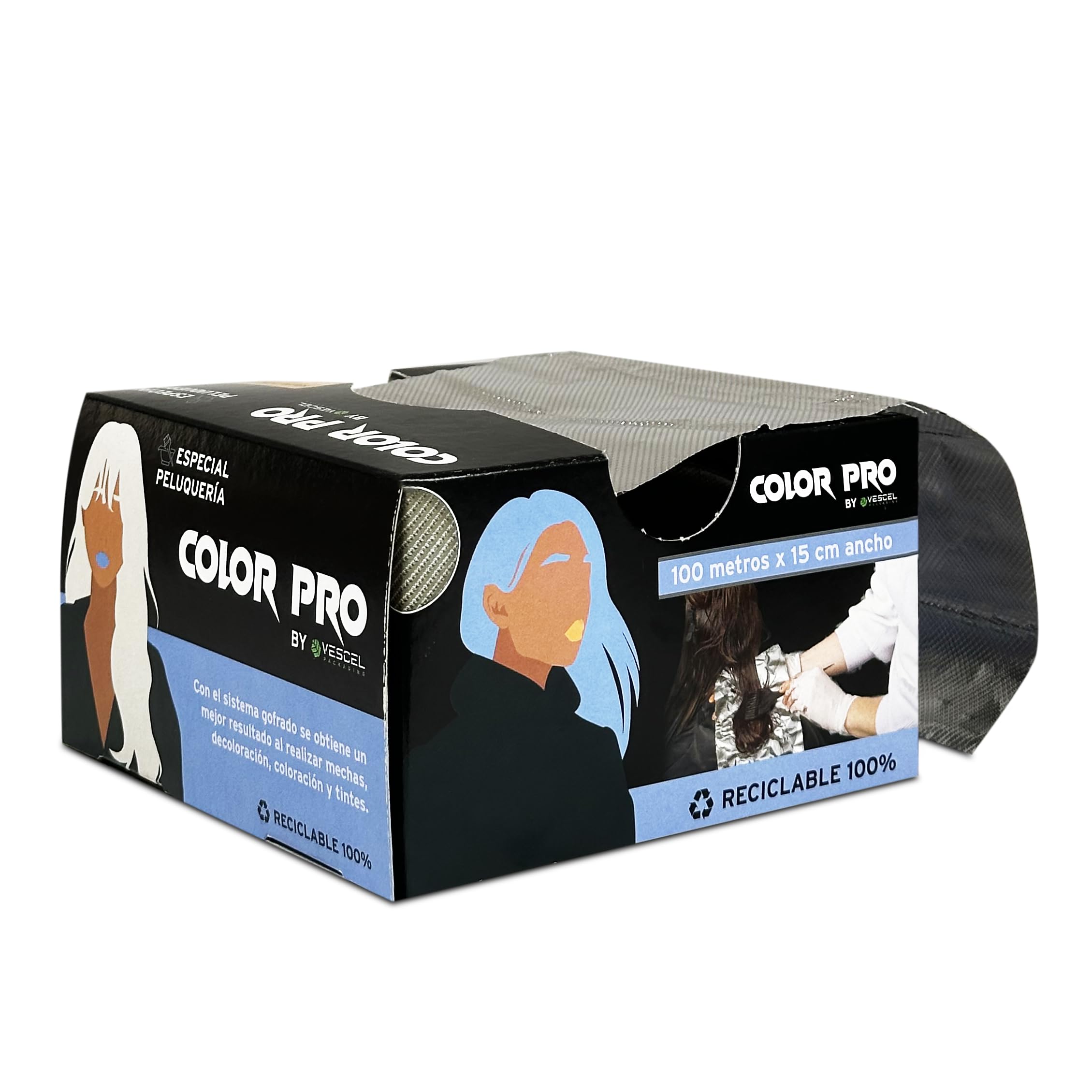 Papel Aluminio Peluquería Profesional 15 cm x 100 m | Papel Aluminio para Mechas, Decoloración, Coloración y Tintes (2 unidades)