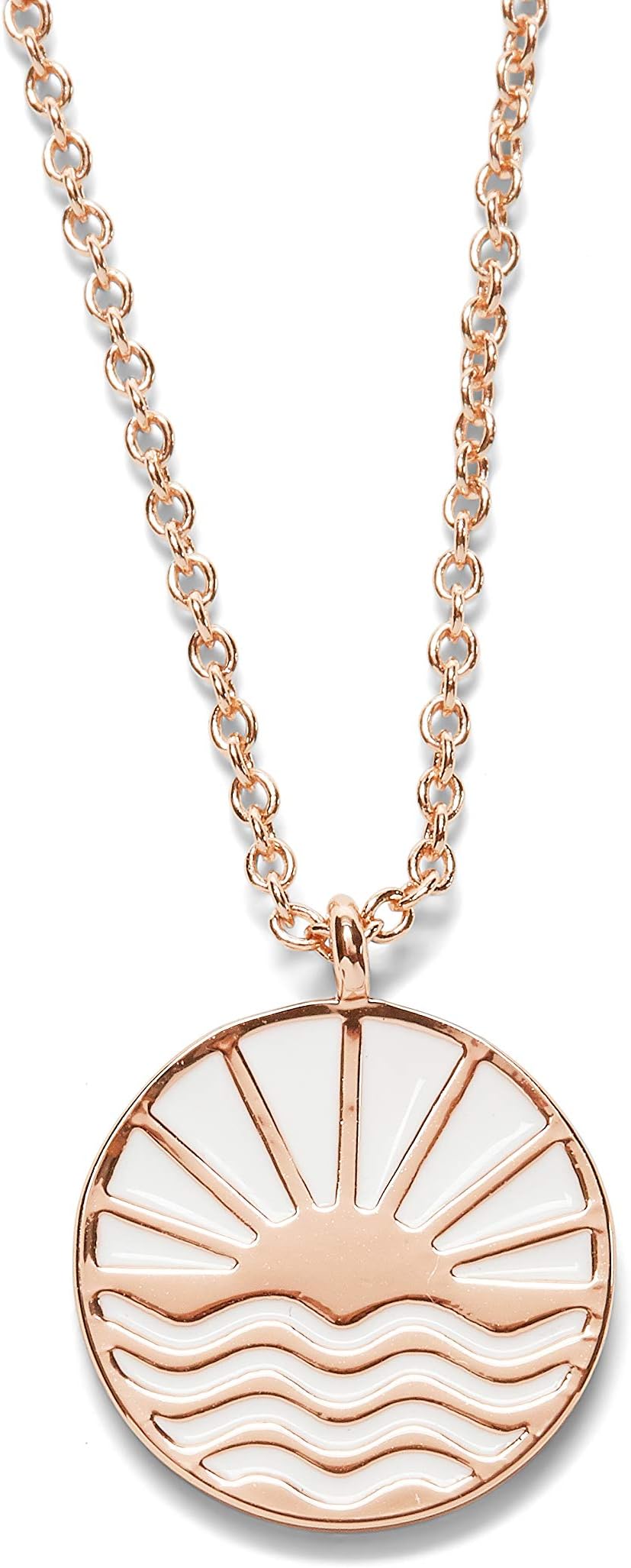 Rose Gold or Silver Sunrise to Sunset Medallion Necklace - 16", 2"