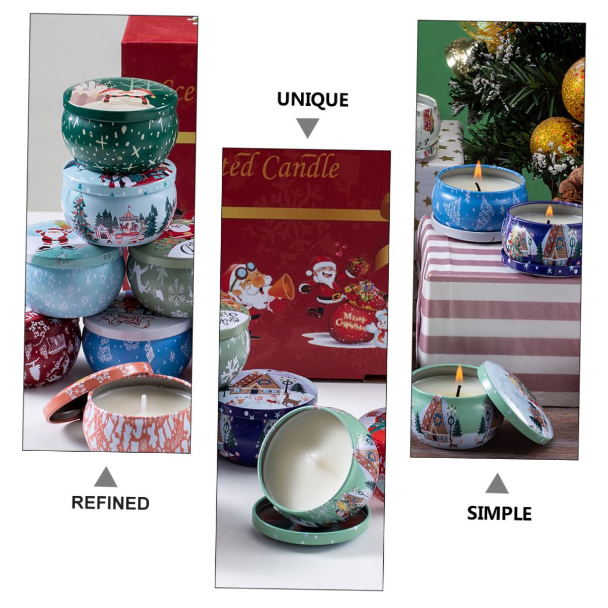 Lurrose 8stücke Weihnachtsduftkerze Aromatherapiekerze Duftwachskerze Weihnachtsduftkerze Weihnachtsschmuck Weihnachtliche Duftkerzen Geschenkidee Aromatherapie Sojawachskerzen Muster