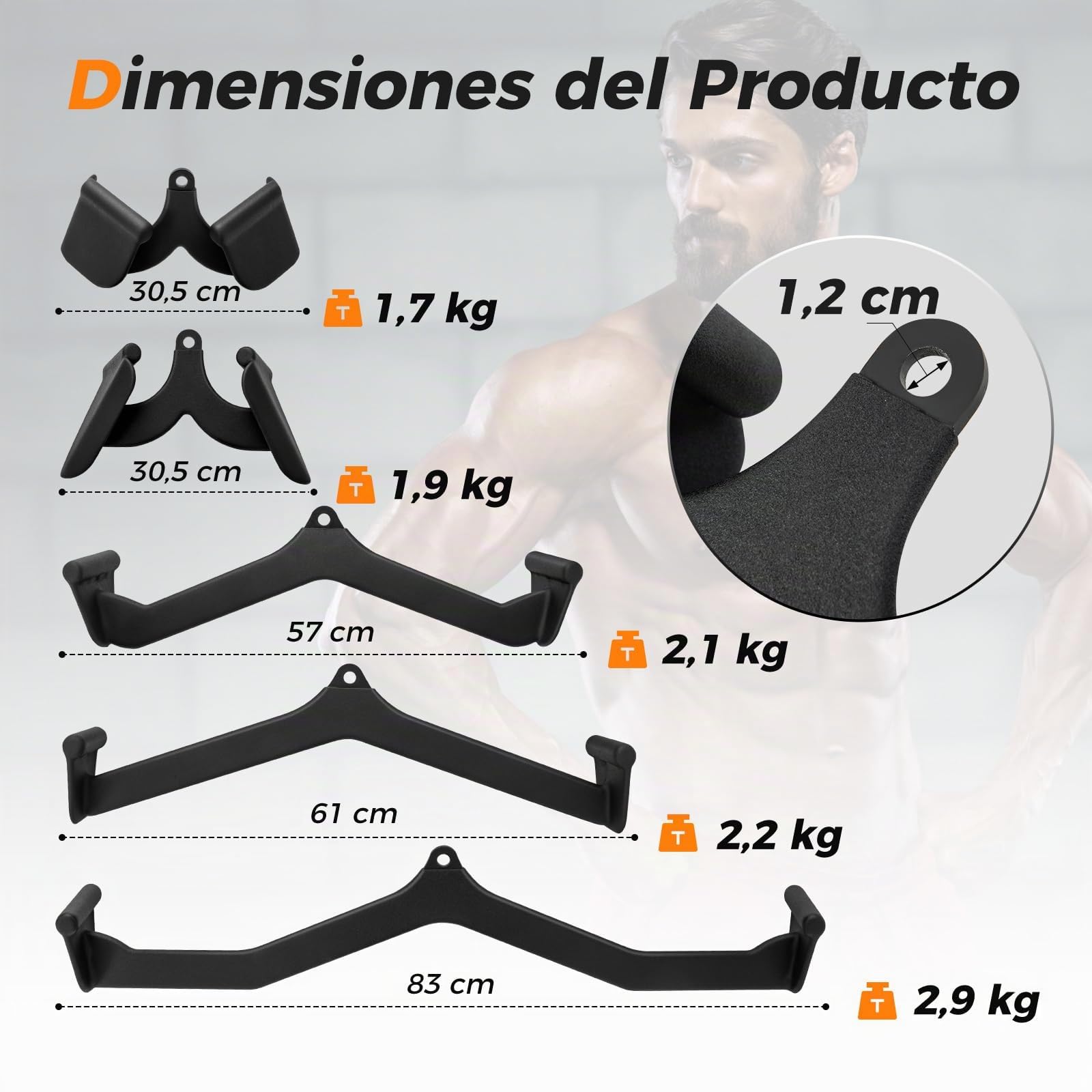 COSTWAY Juego de Accesorios de Tracción LAT, Accesorios de Cable de Polea con Barra en V para Gimnasio en Casa, Entrenamiento de Fuerza de Espalda, Empuñaduras de Mango de Tríceps y Biceps