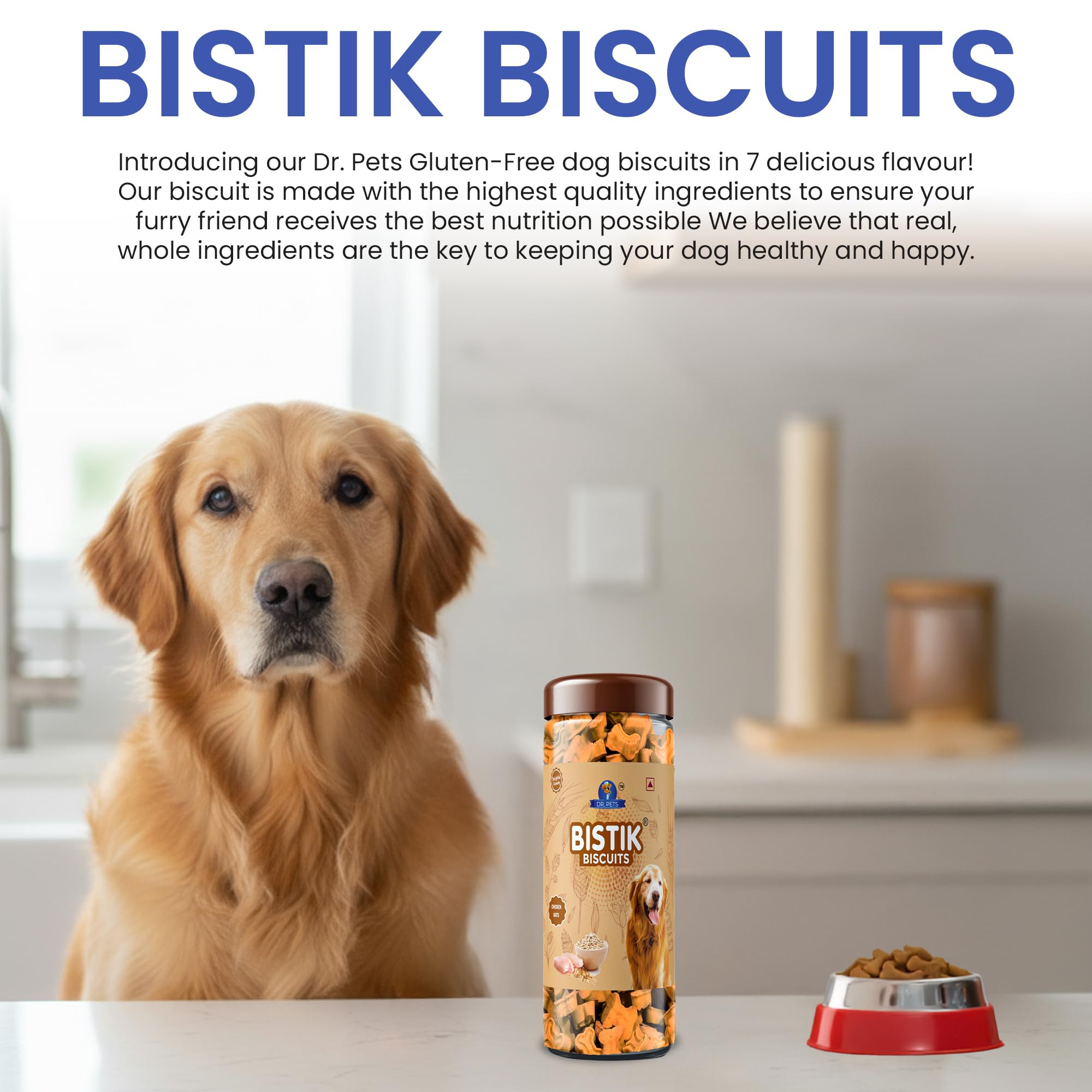 Dr. Pets Pack of 2 (450g Each) Bistik Dog Biscuits Chicken Oats Flavor | Gluten Free Dog Treats | Crunchy Daily Snacks | Supports Digestion & Bone Health | Natural Ingredients for Puppies & Adult Dogs 4
