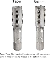 Vista 3 de uxcell Métrico M22 Rosca 2.5 paso 4 flautas rectas H2 herramienta de aleación de acero inferior y tornillo cónico juego de roscas para reparar 1 par