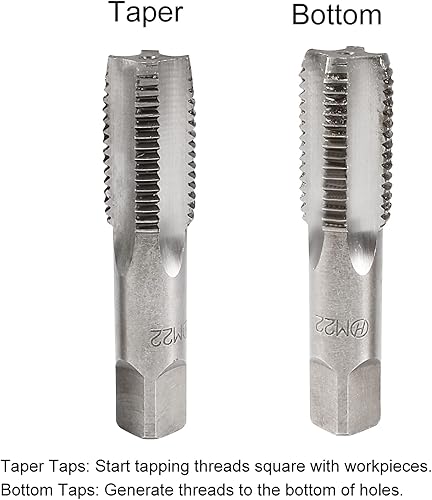 Miniatura 3 de uxcell Grifo de mano métrico M22 rosca 2.5 paso 4 flautas rectas H2 herramienta de aleación inferior de acero y tornillo cónico juego de