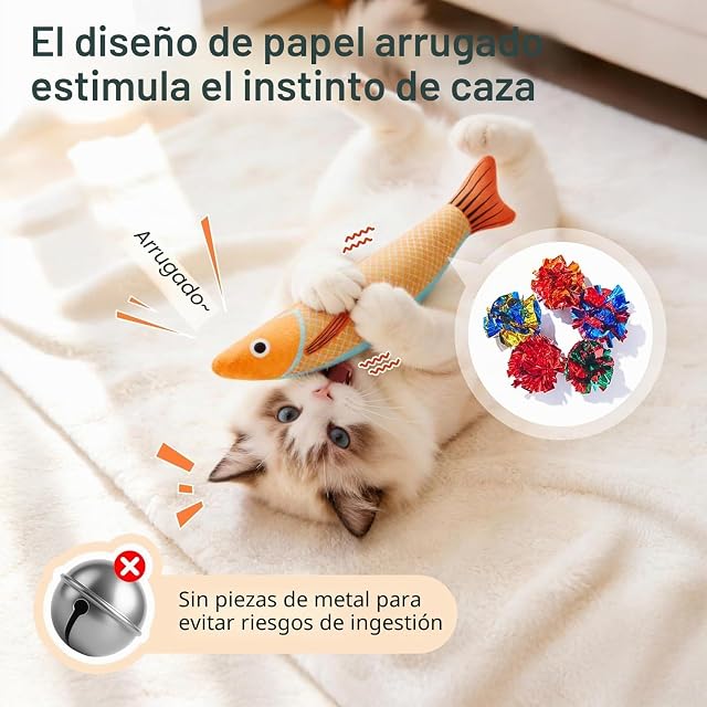 Foto 4 de 7 de X3 Juguetes para Gatos Peces Interactivos Catnip. Set de 3 Peces Juguete Gato Interactivo Divertido. Juguete…