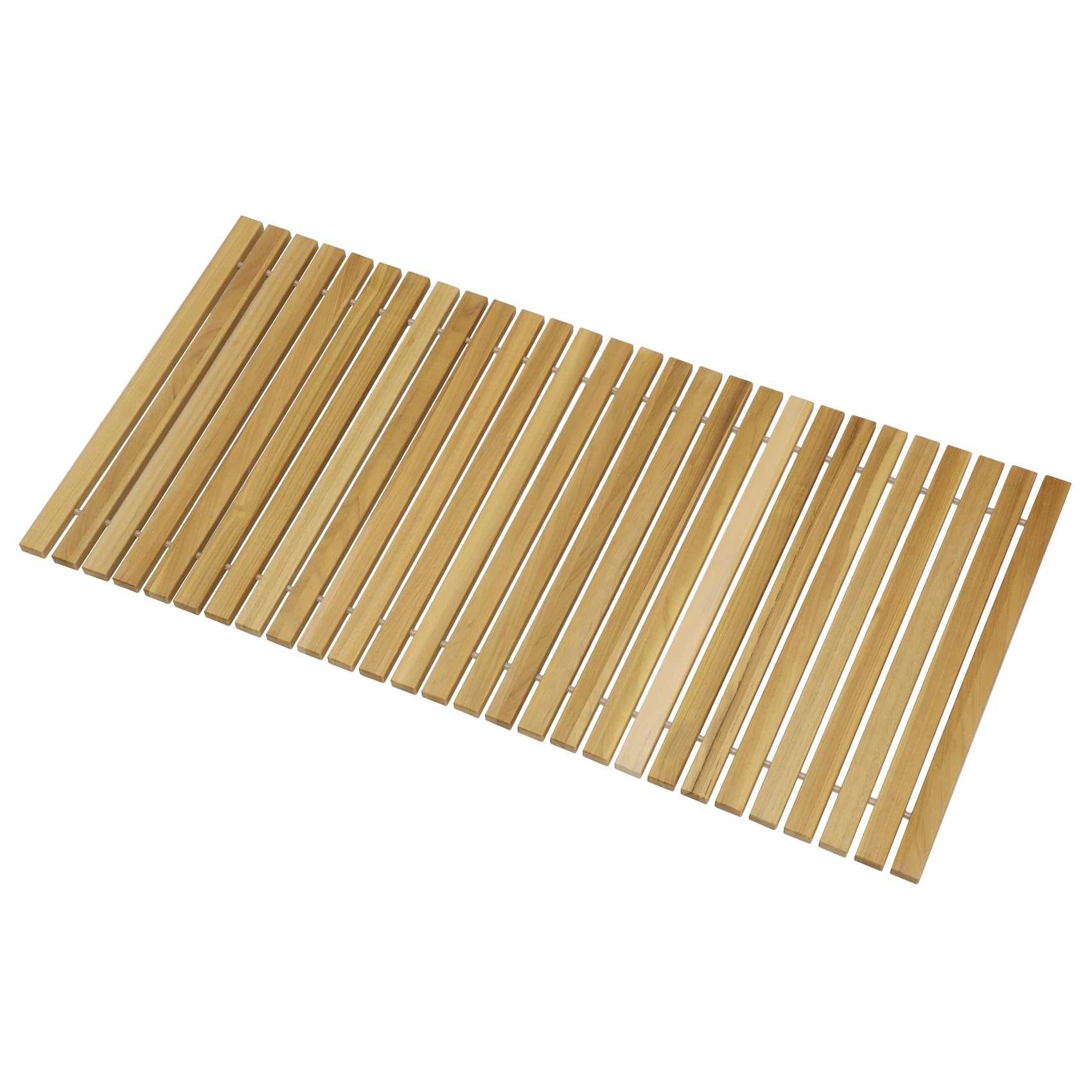 39.5"x20"x0.55"Teak Shower and Bath String Mat, Non-Slip Teak Shower Floor, Easy to DIY for Sauna, Pool, Hot Tub Flooring Decor and Protector, Indoor and Outdoor Use Teak Shower mat (Wood)