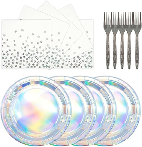 Miniatura 8 de 72 PIEZAS Platos y Servilletas de Feliz Cumpleaños Suministros para Fiestas, Platos y Servilletas de Papel con Puntos Blancos y Dorados con Oro